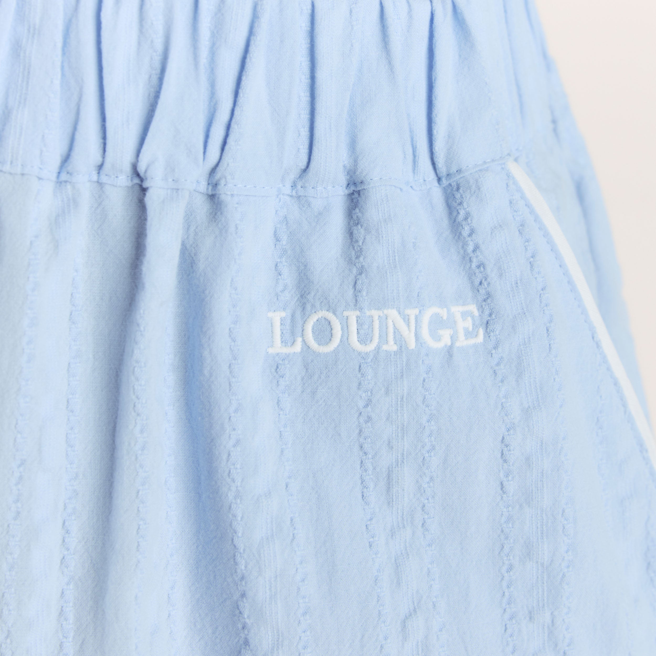 Textured Cotton Pyjama Broek | Textured Cotton Pyjama Broek - Blauw