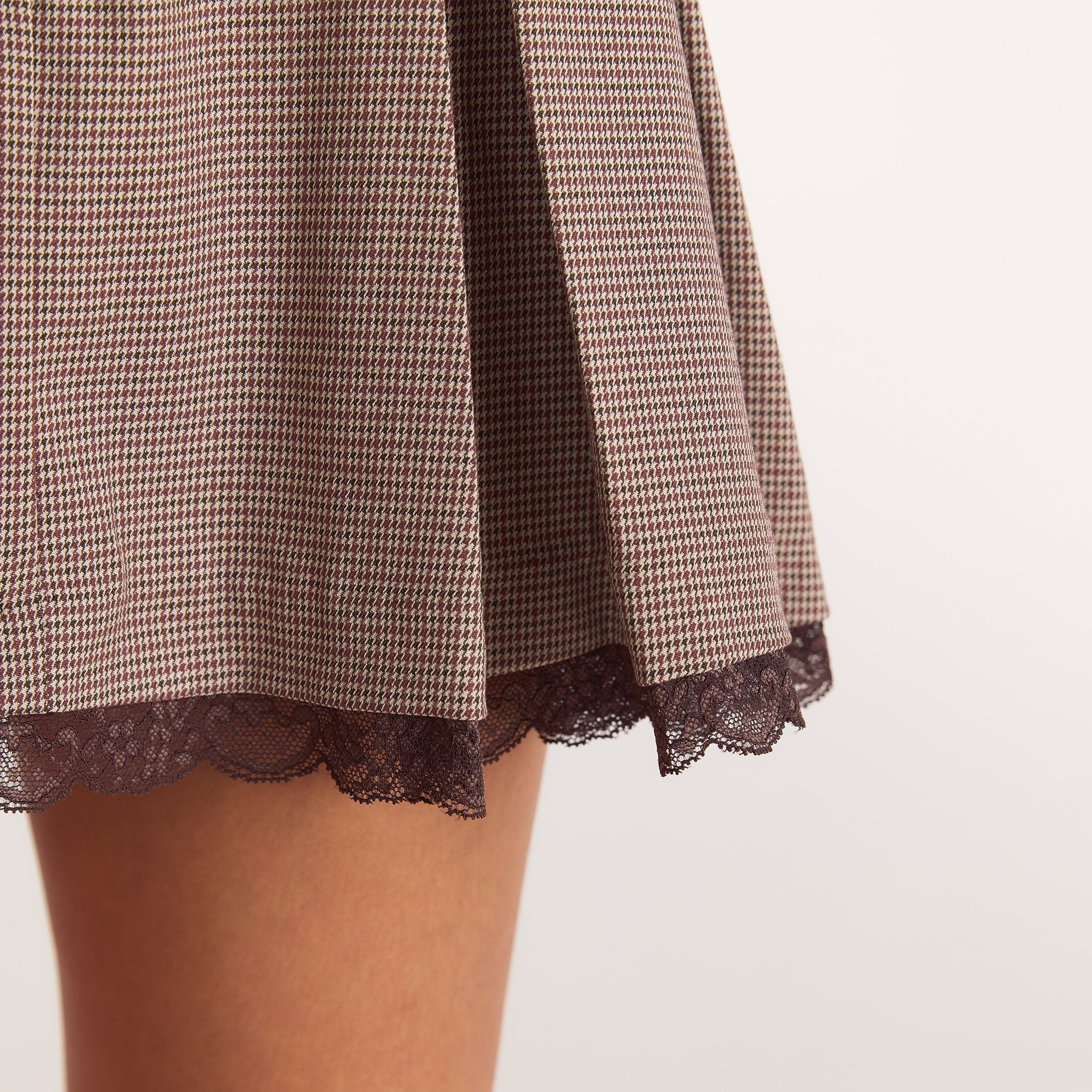 Geplooide rok-short | Geplooide rok-short - Bruin Geruit