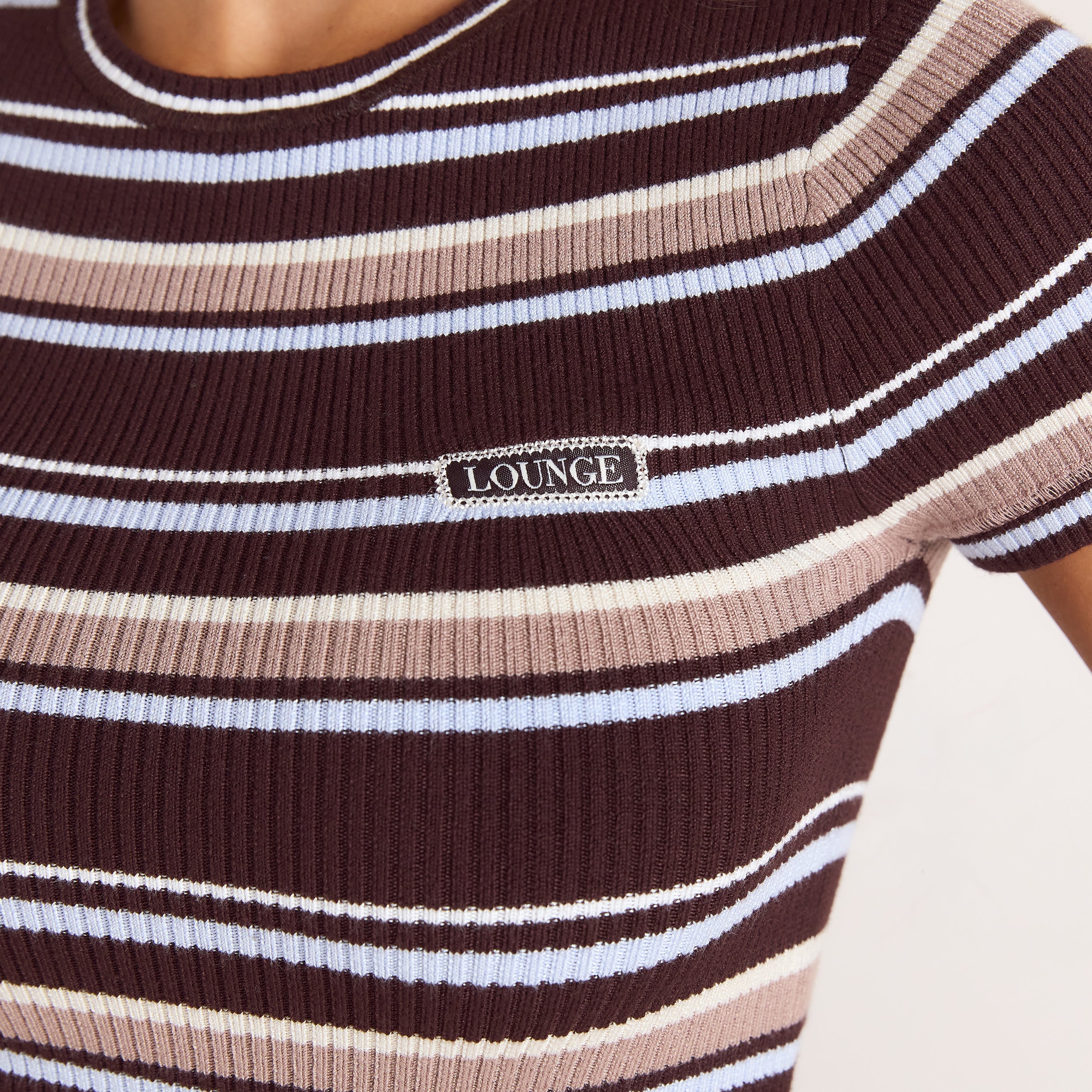 Gebreide T-Shirt | Gebreide T-Shirt - Brown Stripe