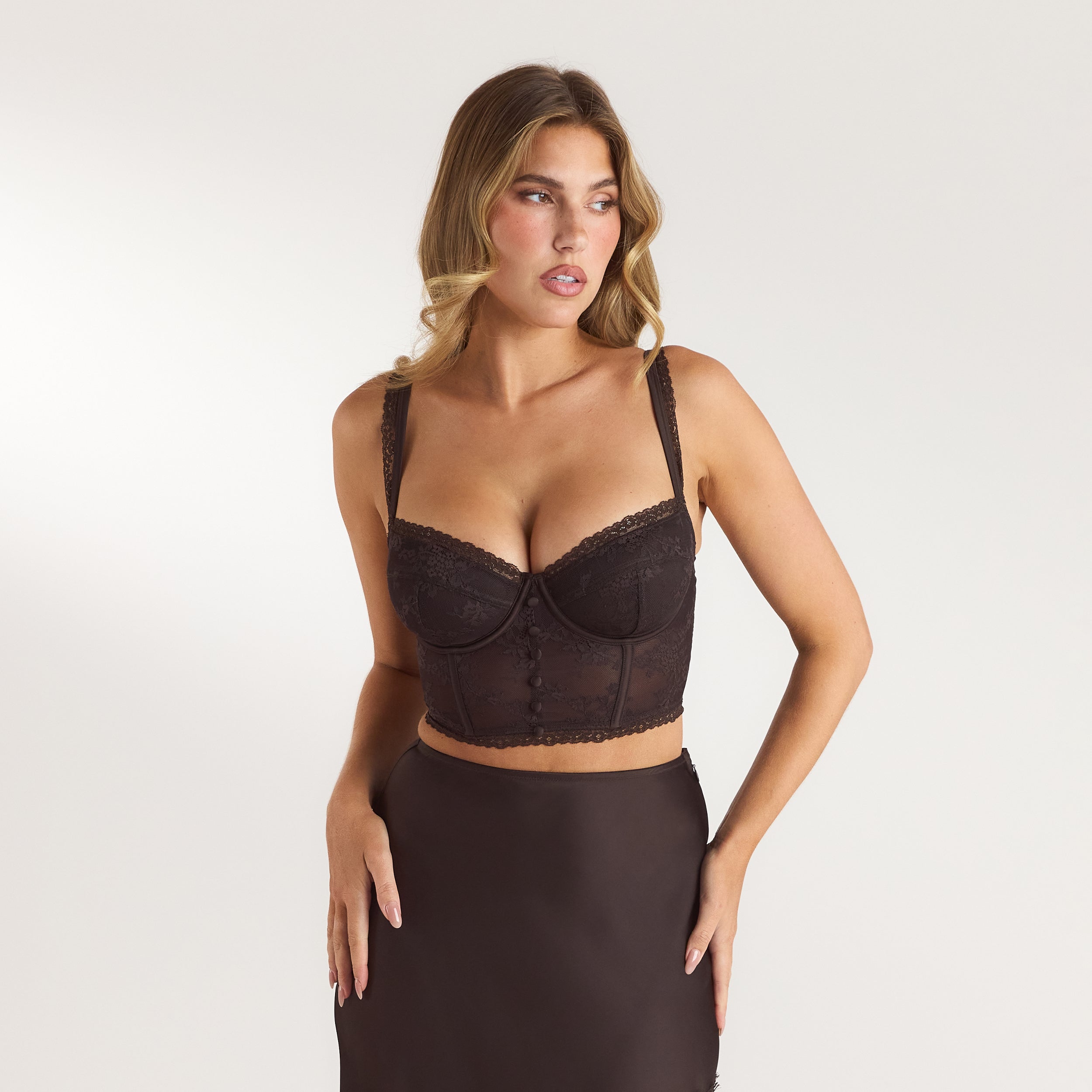 Lace Bralette Top | Lace Bralette Top - Chocolade