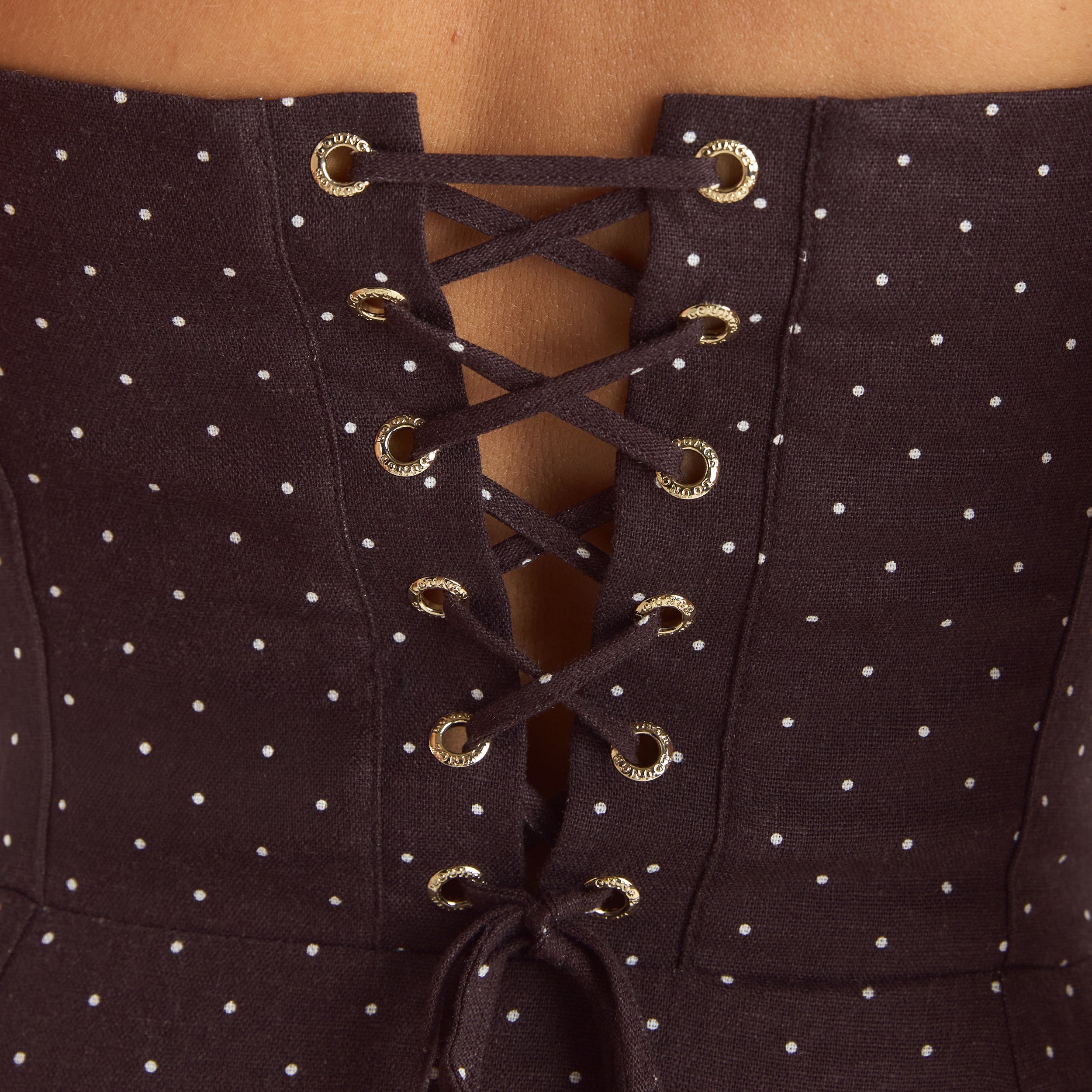 Lace Trim Maxijurk | Lace Trim Maxijurk - Chocolade Polka Dot