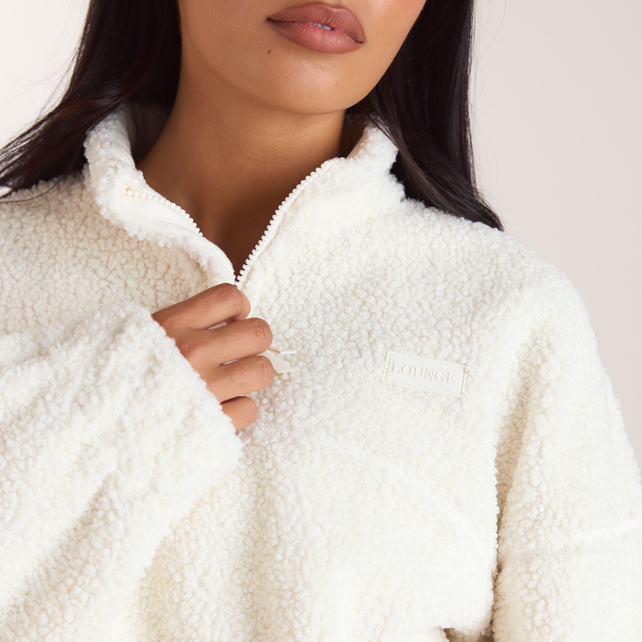 Borg-trui van fleece met trechterhals | Borg-trui van fleece met trechterhals - Crème