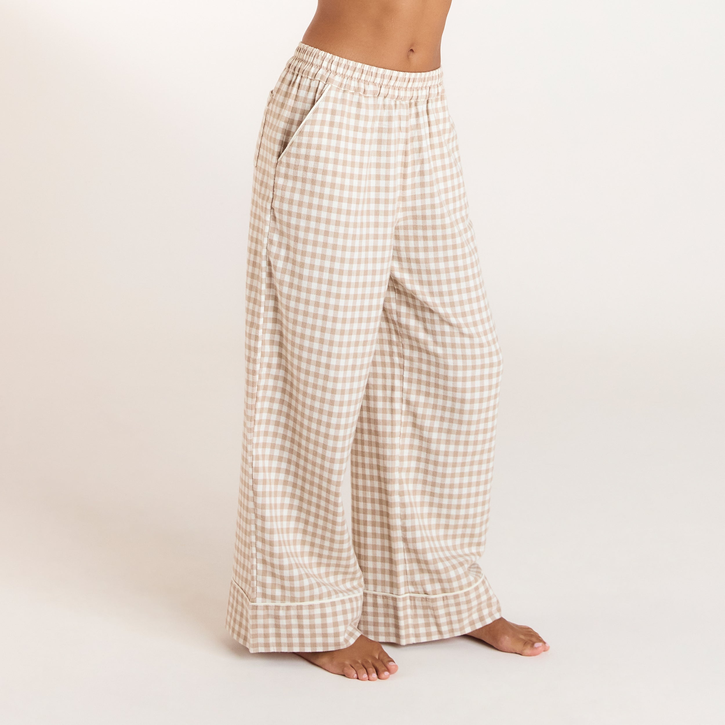 Gingham Pyjama Broek - Beige