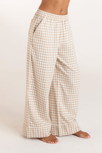 Gingham Pyjama Broek - Beige
