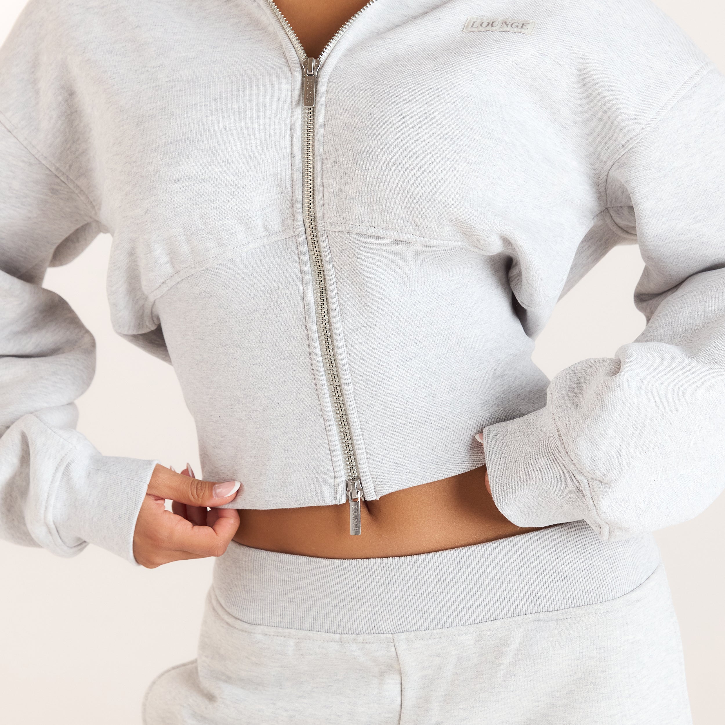 Getailleerde hoodie met ritssluiting | Getailleerde hoodie met ritssluiting - Grijs