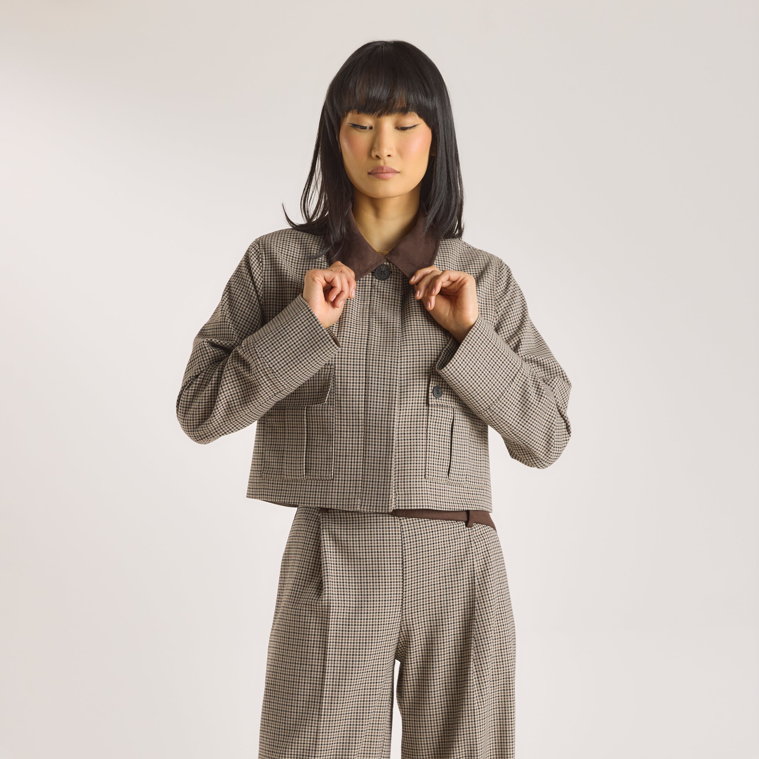 Houndstooth Jas | Houndstooth Jas - Bruin