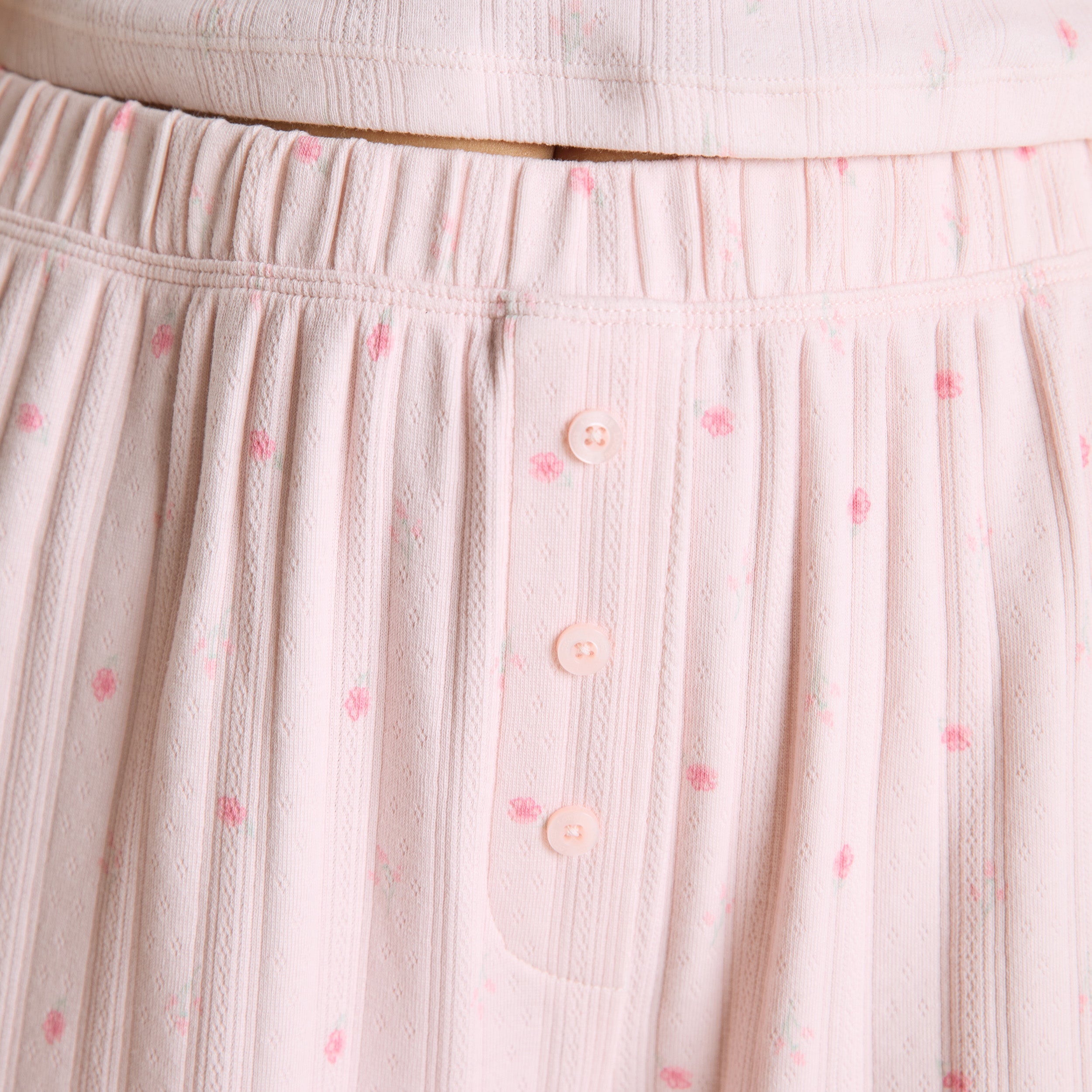 Pointelle Pyjama Broek | Pointelle Pyjama Broek - Roze Bloemenprint