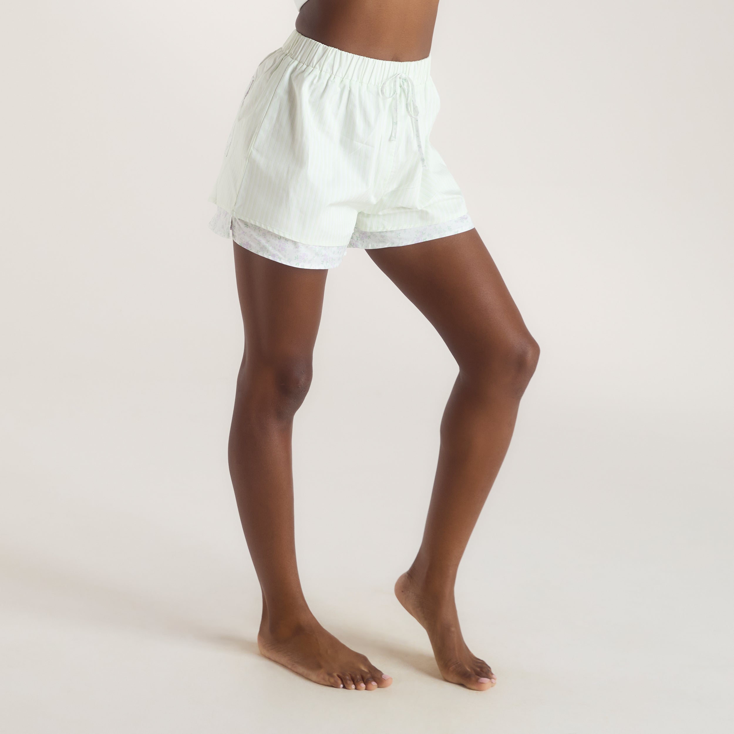 Bloom & Stripe Pyjama Shorts | Bloom & Stripe Pyjama Shorts - Saliegroen