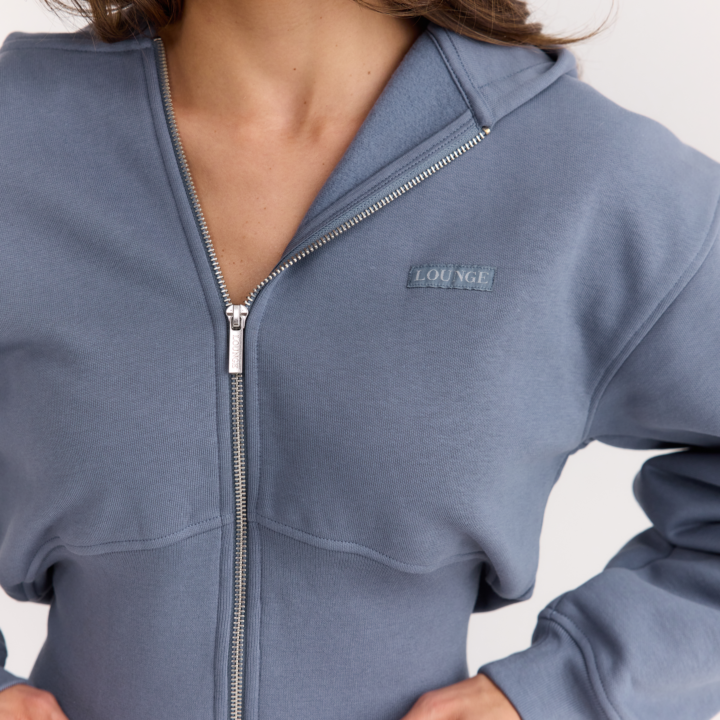 Getailleerde hoodie met ritssluiting | Getailleerde hoodie met ritssluiting - Leiblauw