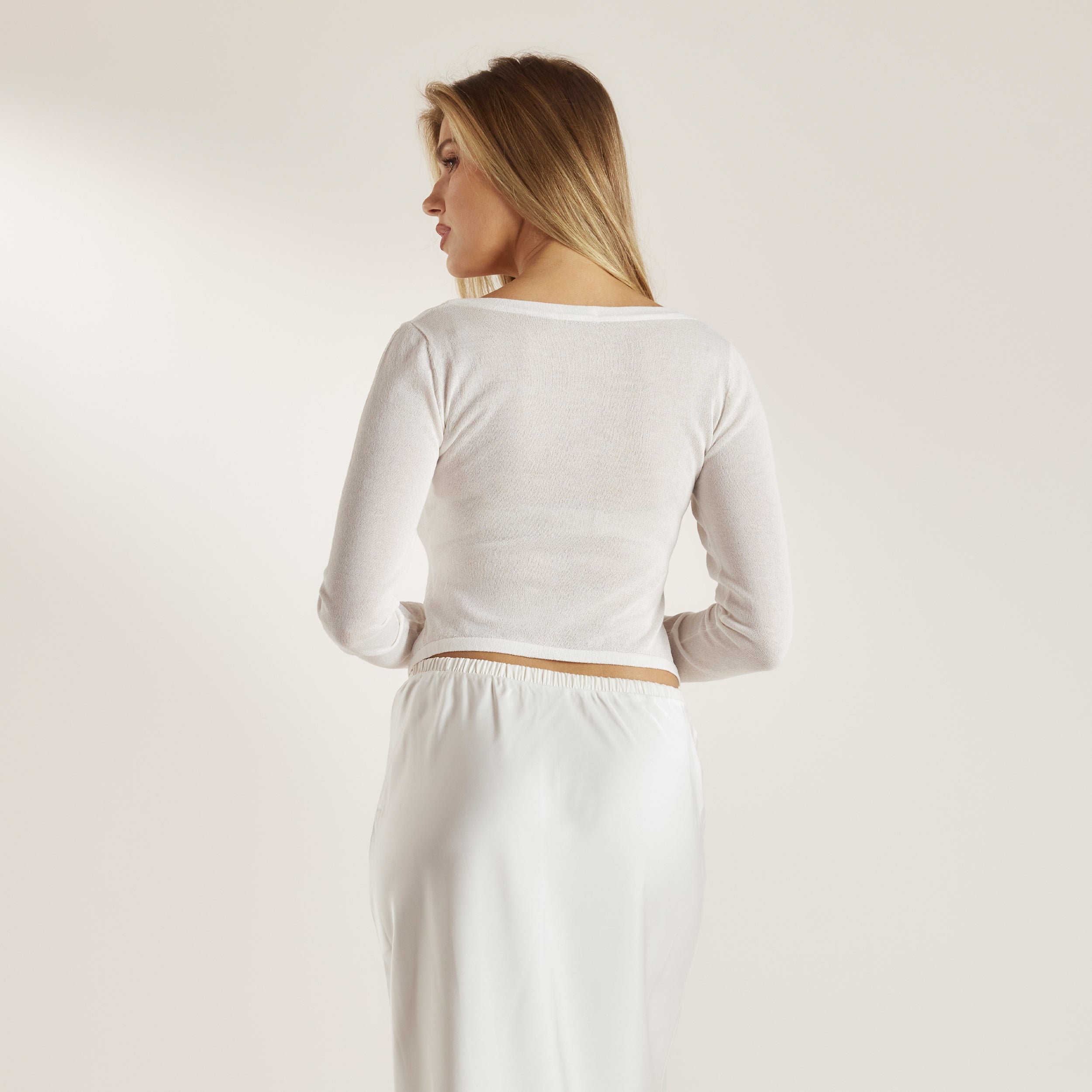 Sheer Gebreid Vest | Sheer Gebreid Vest - Gebroken Wit