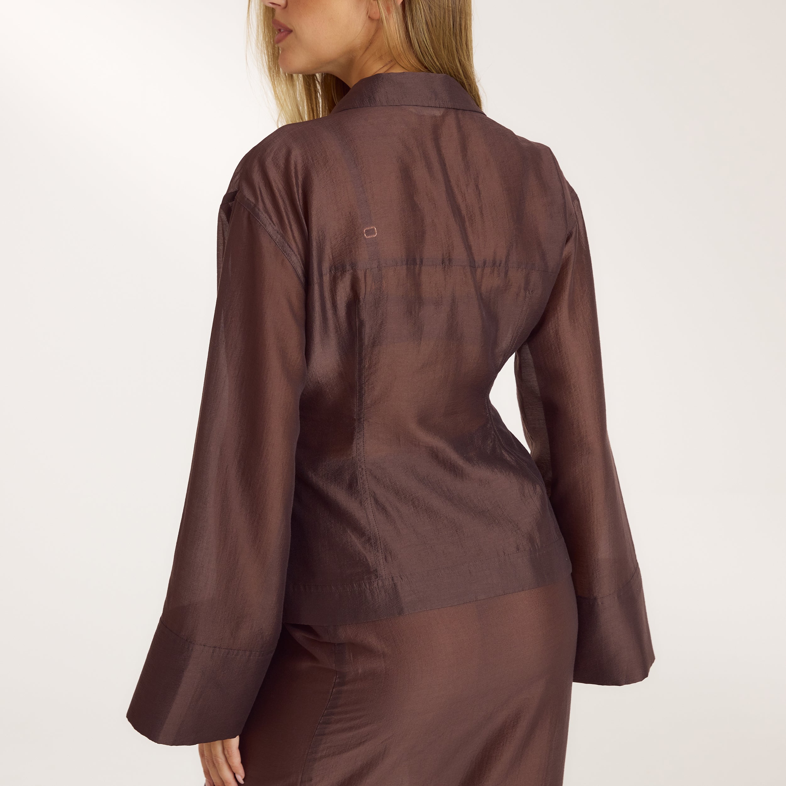 Getailleerd Sheer Shirt | Getailleerd Sheer Shirt - Chocolade