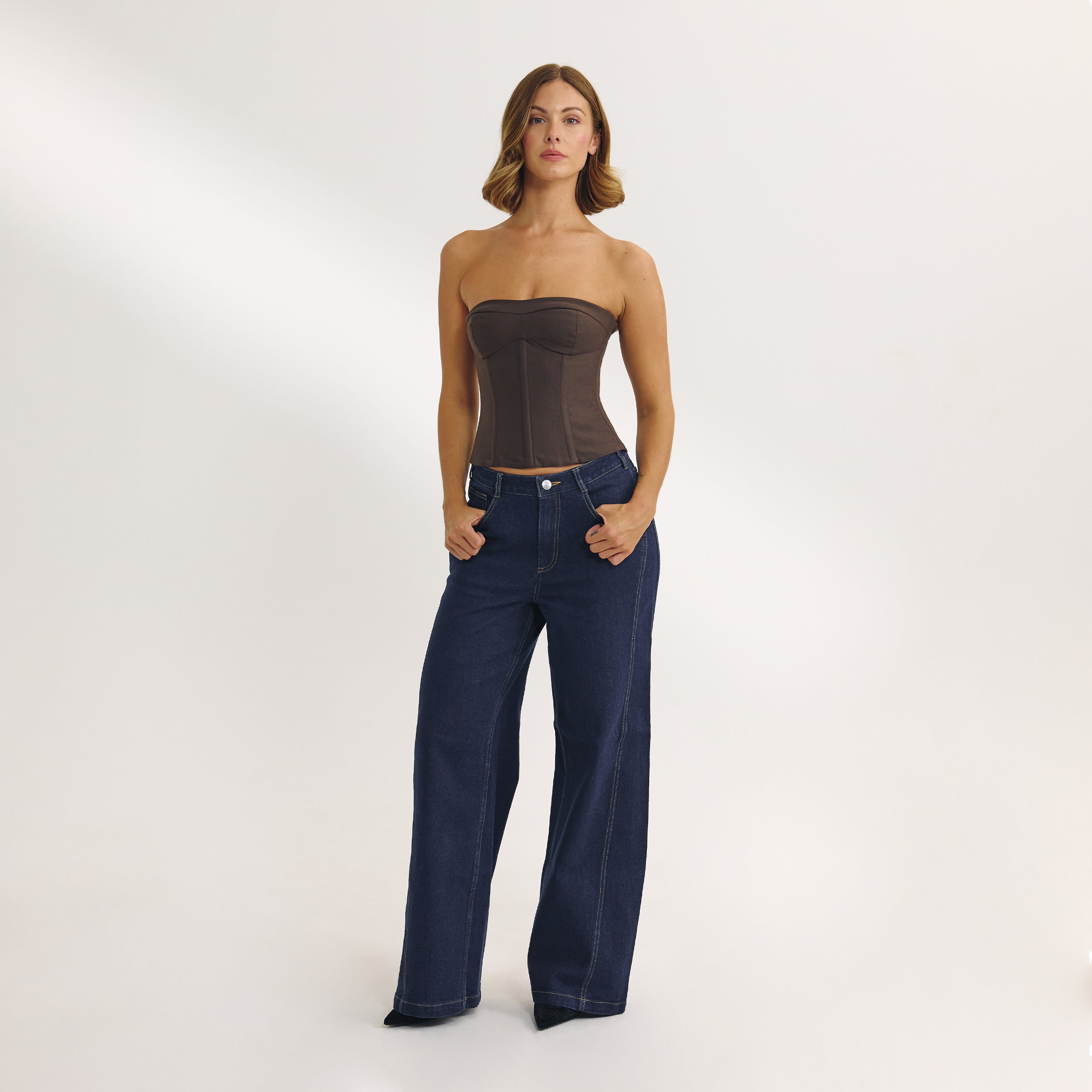 Bandeau Corset Top | Bandeau Corset Top - Donkerbruin