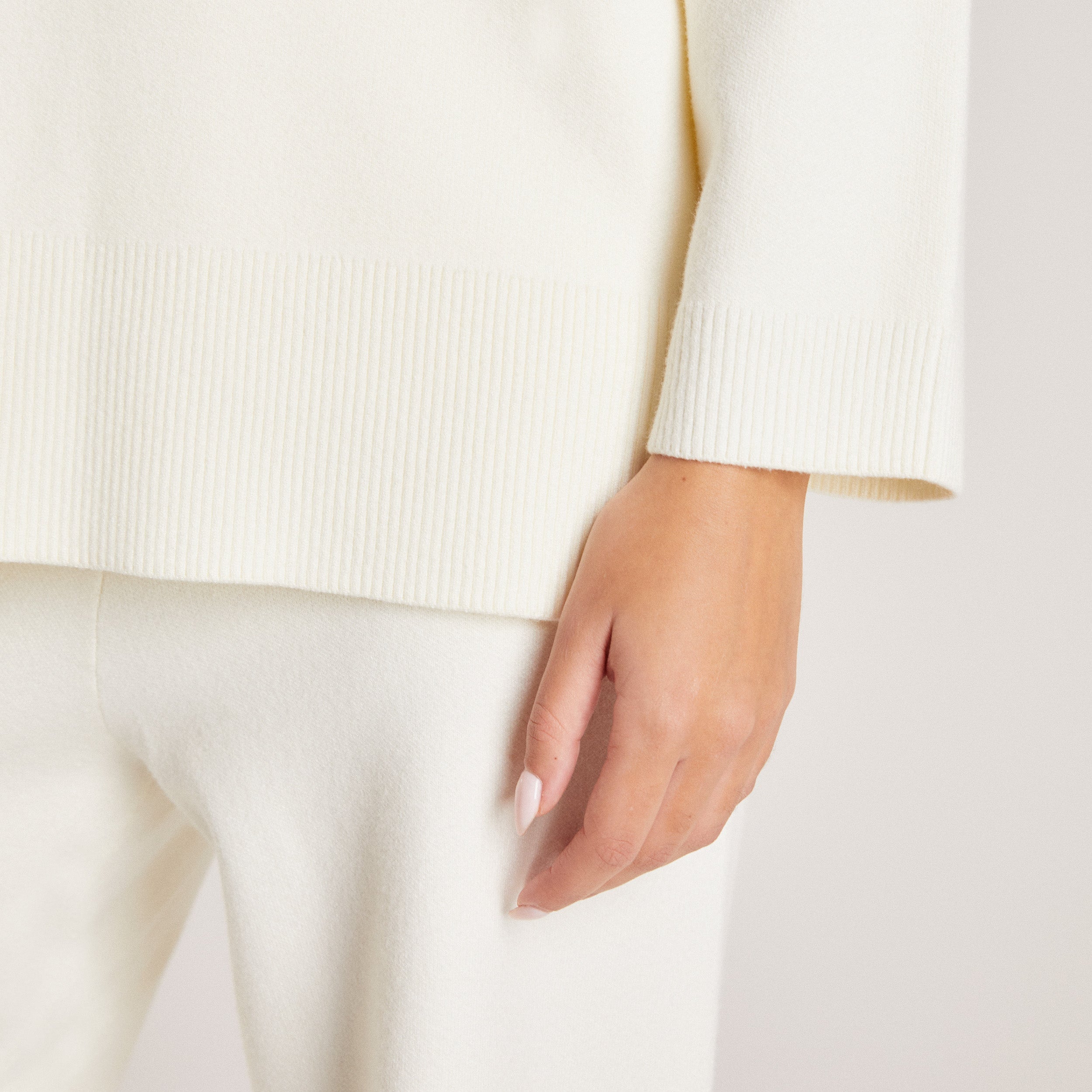 Gebreide Trui met Ronde Hals | Gebreide Trui met Ronde Hals - Creme