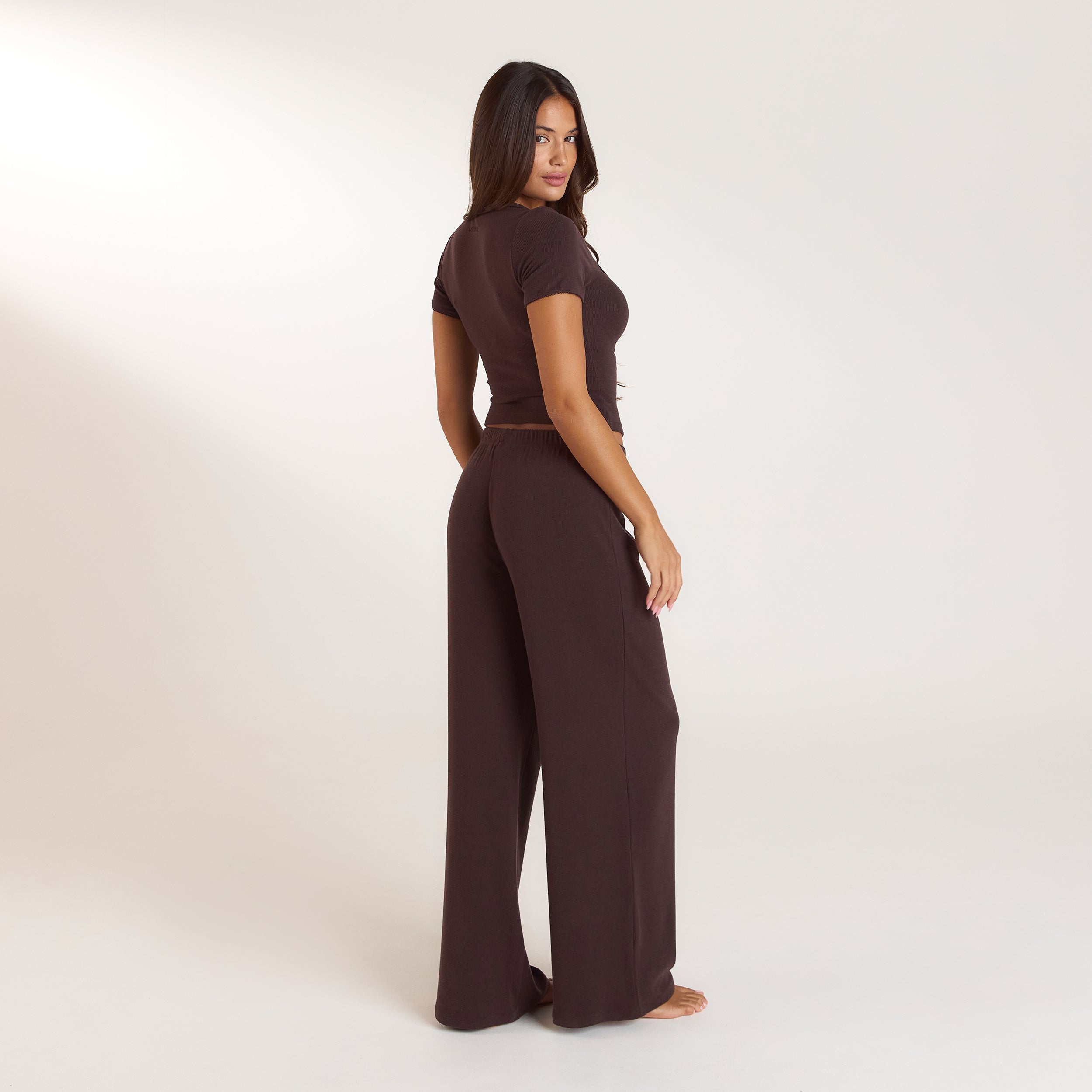 Ribbed Pyjama Broek | Ribbed Pyjama Broek - Donker Chocoladekleurig