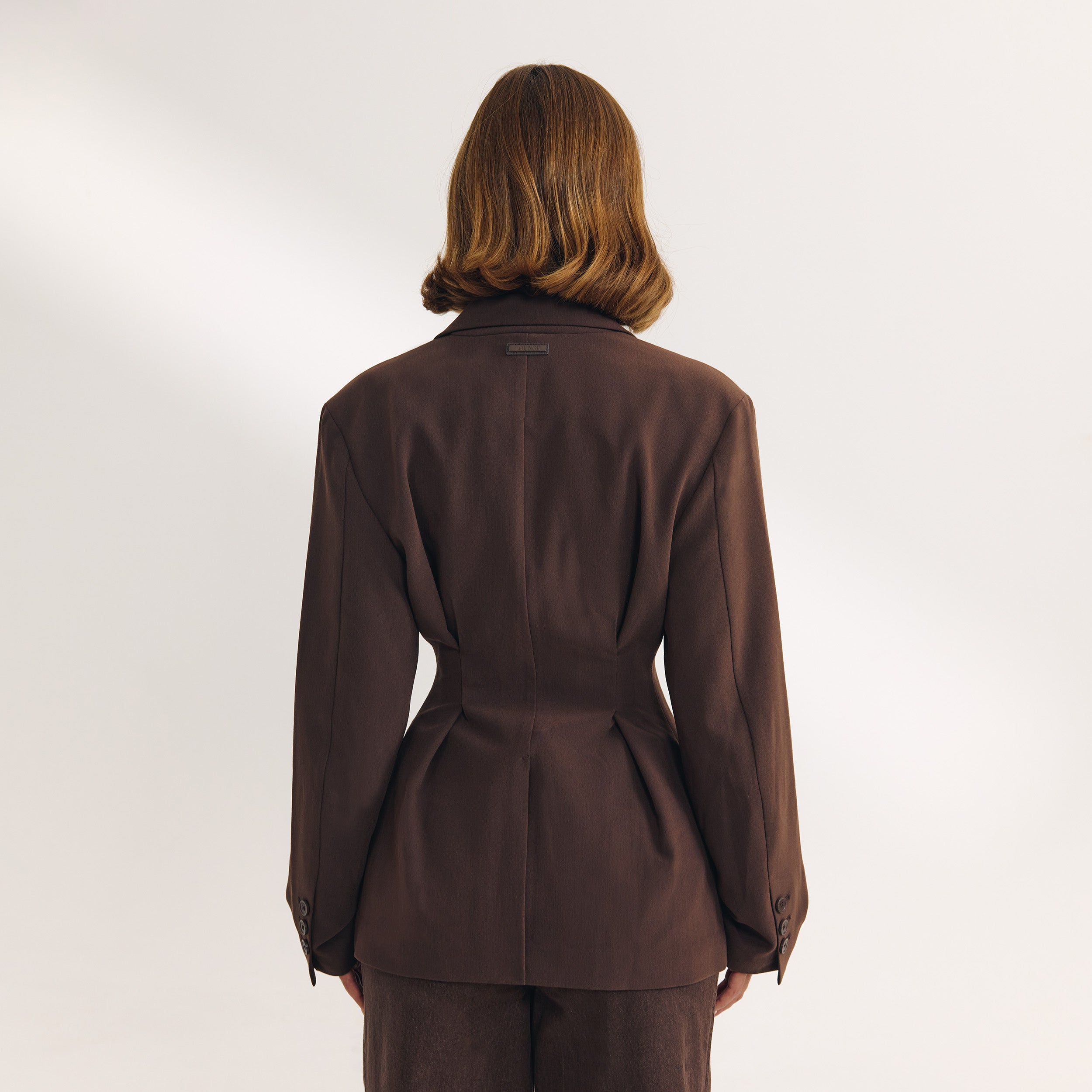 Blazer met gedrapeerde mouwen | Blazer met gedrapeerde mouwen - Chocolade