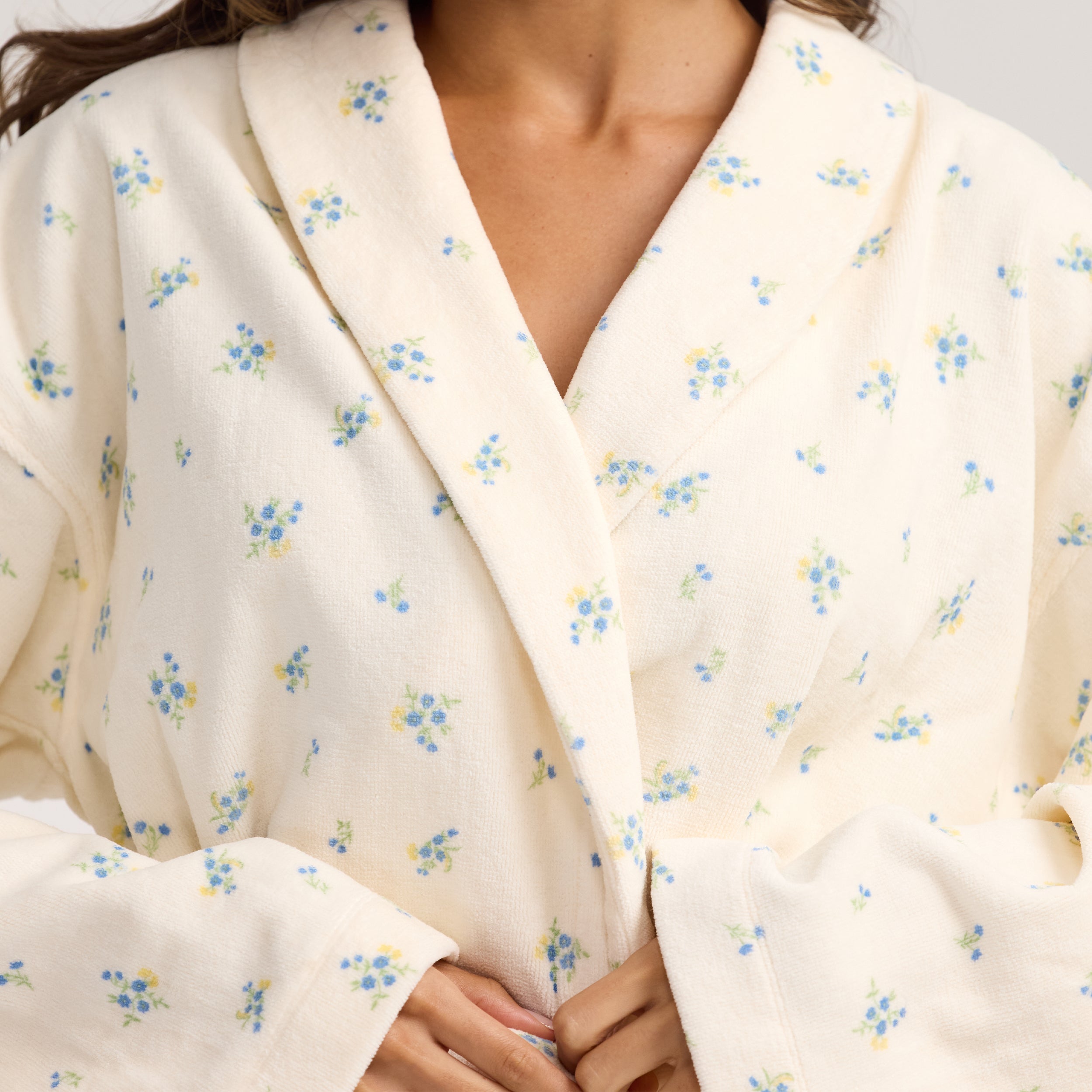 Towelling Badjas | Towelling Badjas - Ditsy Bloemenprint
