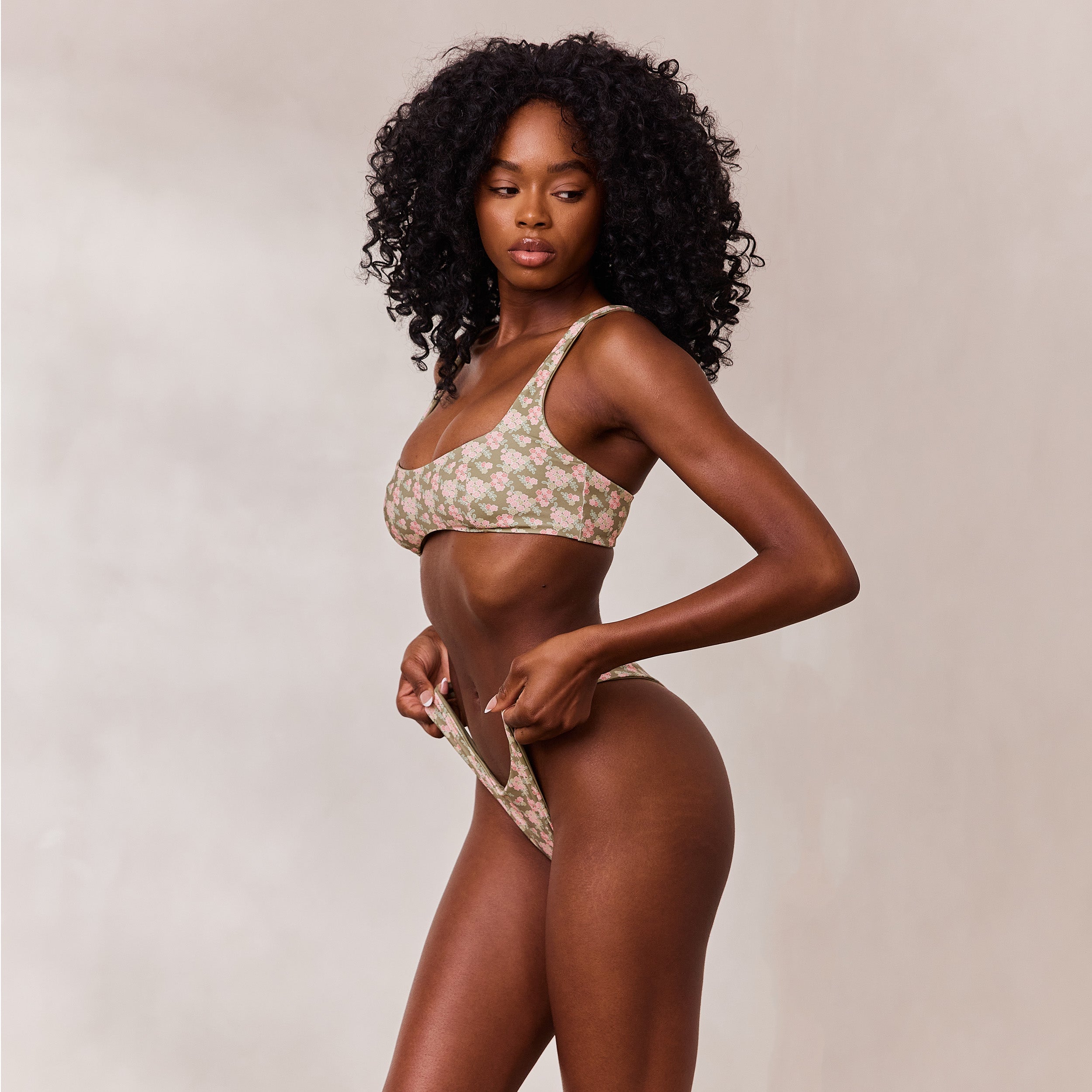 Omkeerbaar Plunge Bikinitop  | Omkeerbaar Plunge Bikinitop - Groen/Bloemenprint