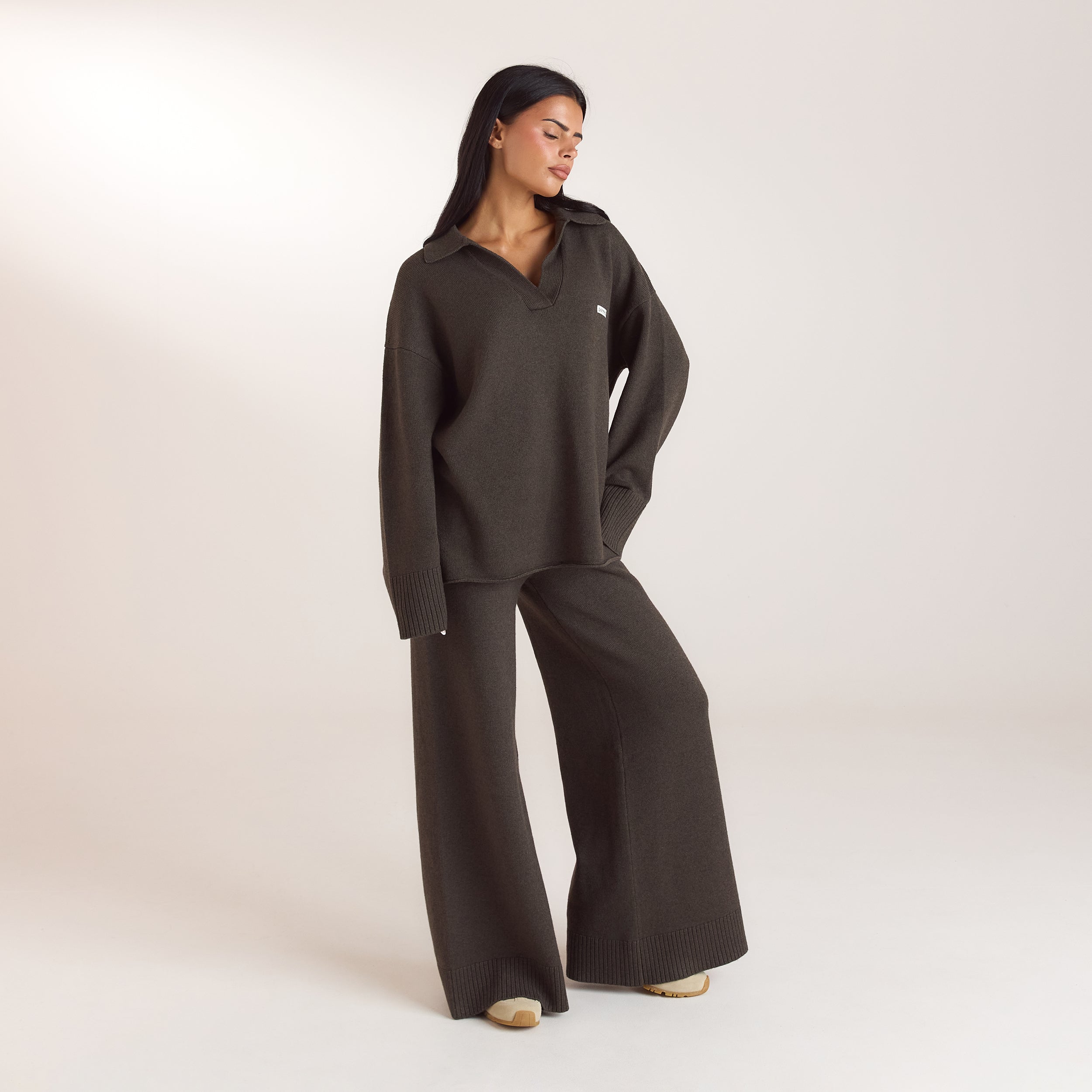 Gebreide jumper met halve sluiting | Gebreide jumper met halve sluiting - Mos