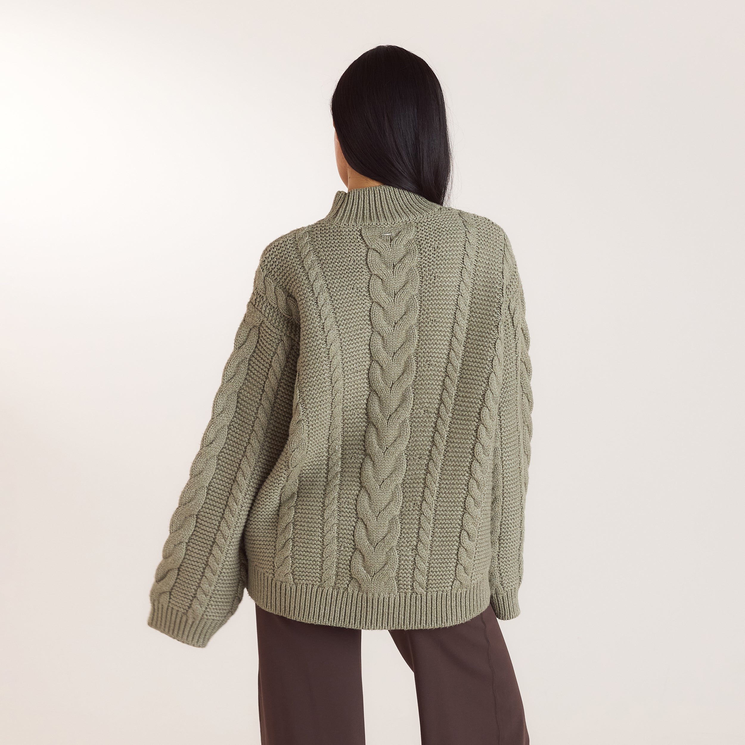 Oversized jumper met kabelsteek | Oversized jumper met kabelsteek - Olijf