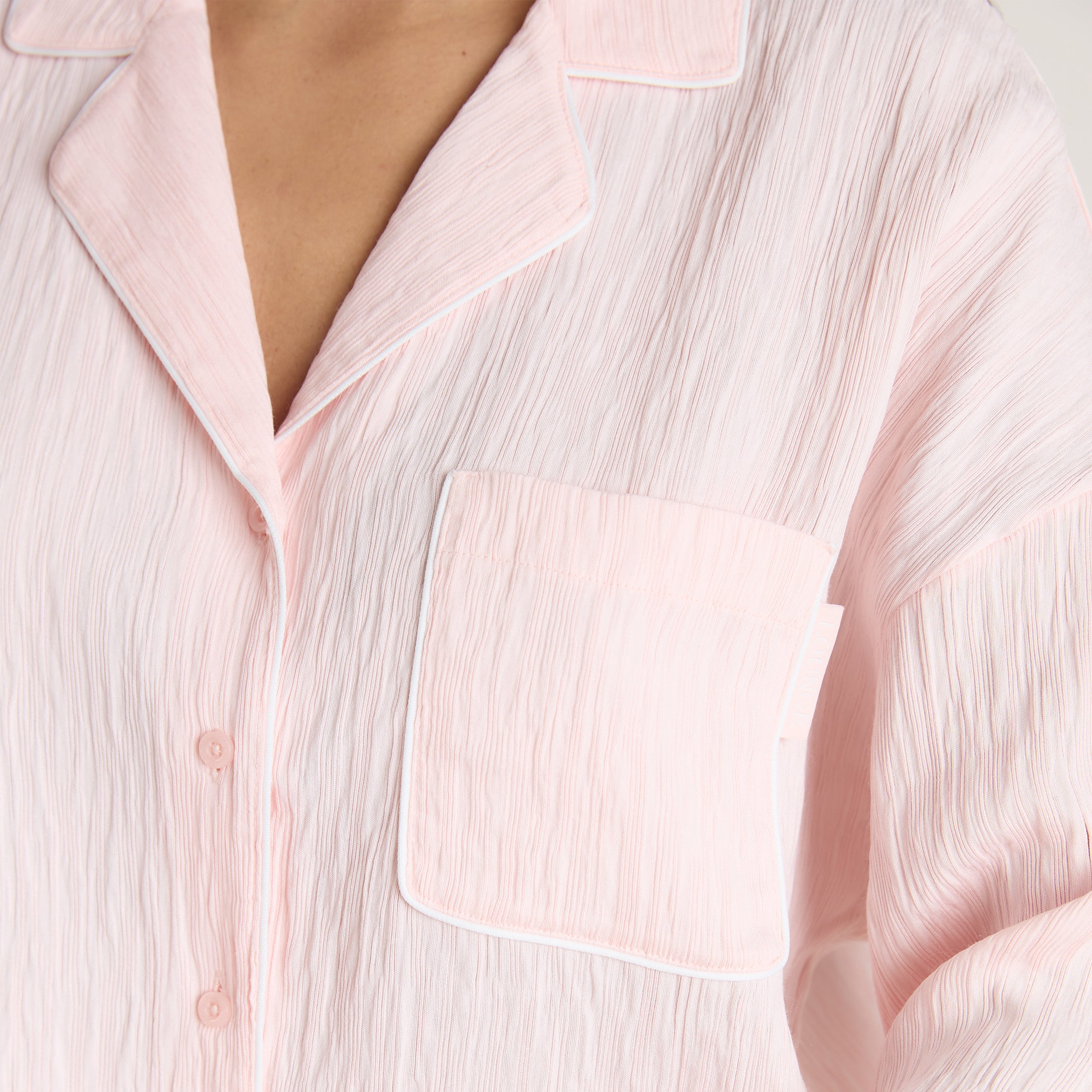 Crinkle Pyjama Shirt | Crinkle Pyjama Shirt - Roze