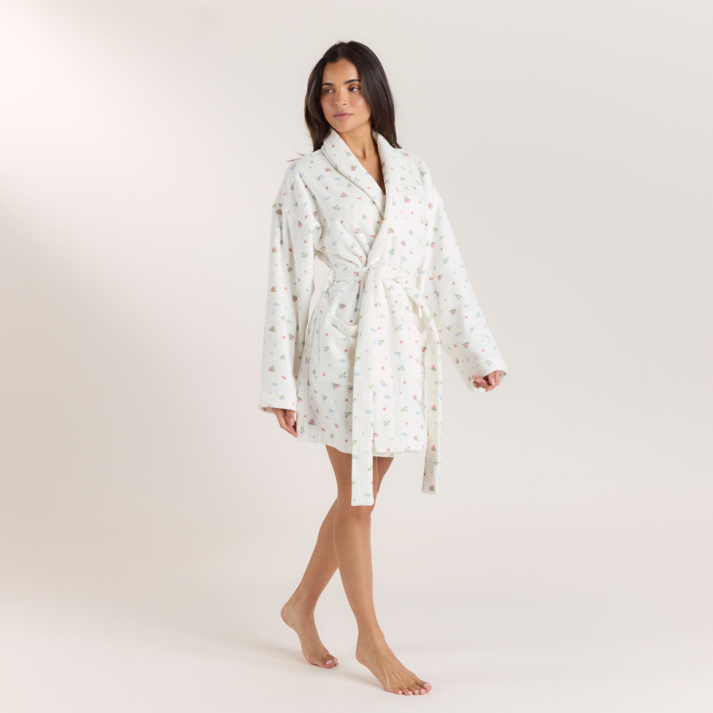 Towelling Badjas | Towelling Badjas - Witte Print