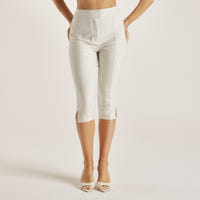 Houndstooth Capri Broek - Beige