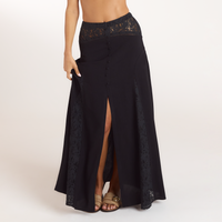 Maxi-rok met kant - Zwart