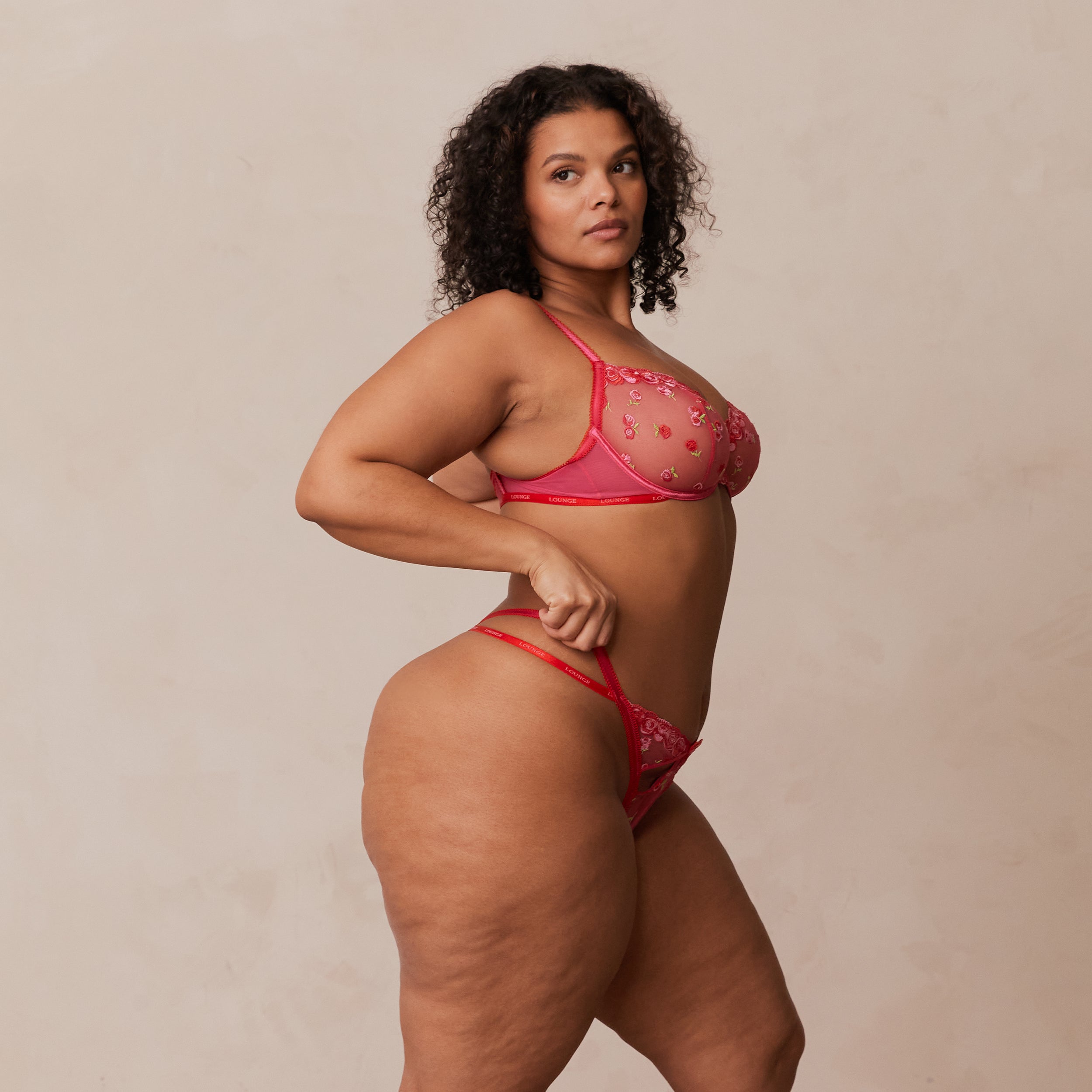 Blush Embroidered Balcony BH | Leslie, 80DD/XL (G-String)