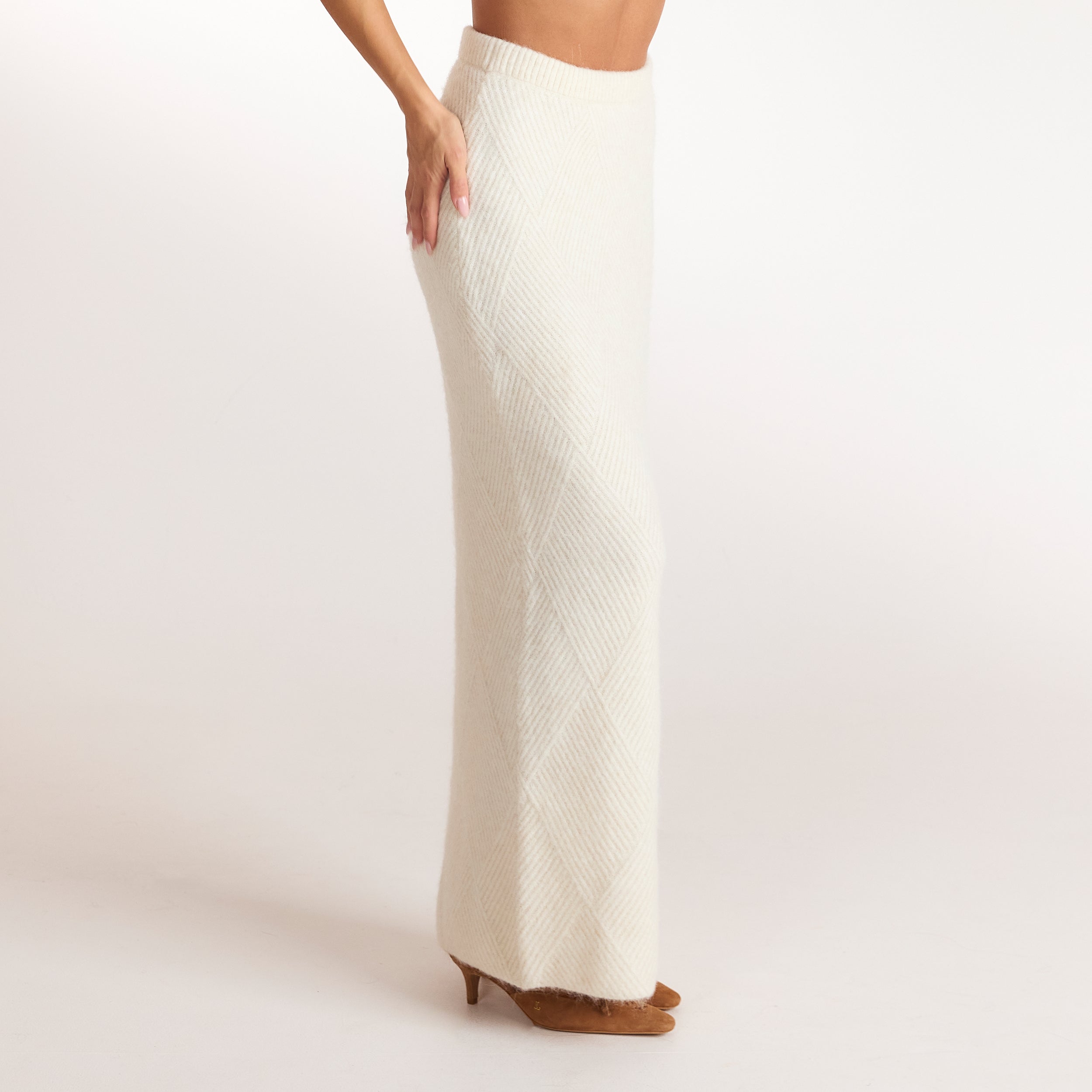 Maxi rok met diamantpatroon | Maxi rok met diamantpatroon - Crème