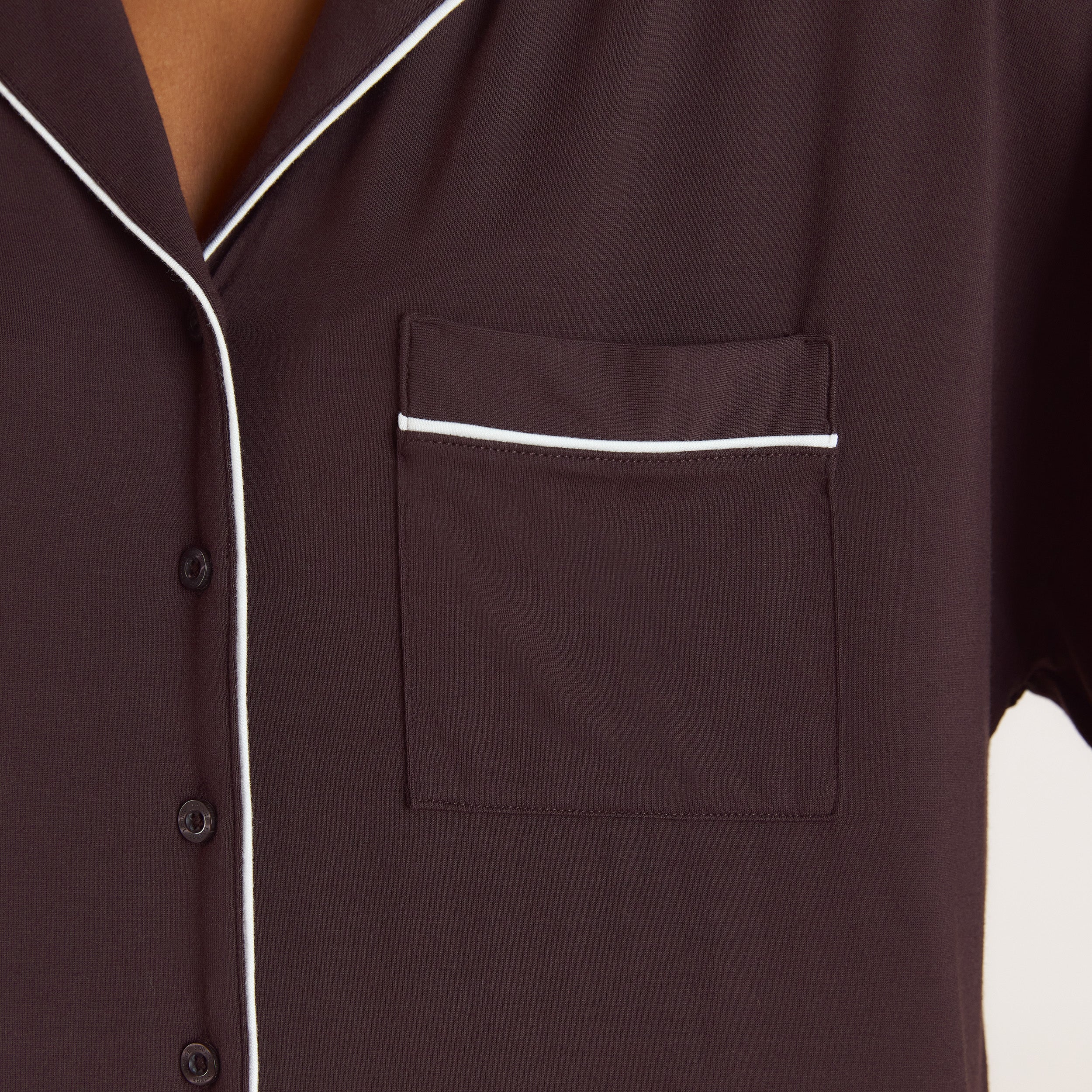 Modal Pyjama Shirt | Modal Pyjama Shirt - Donker Chocoladekleurig