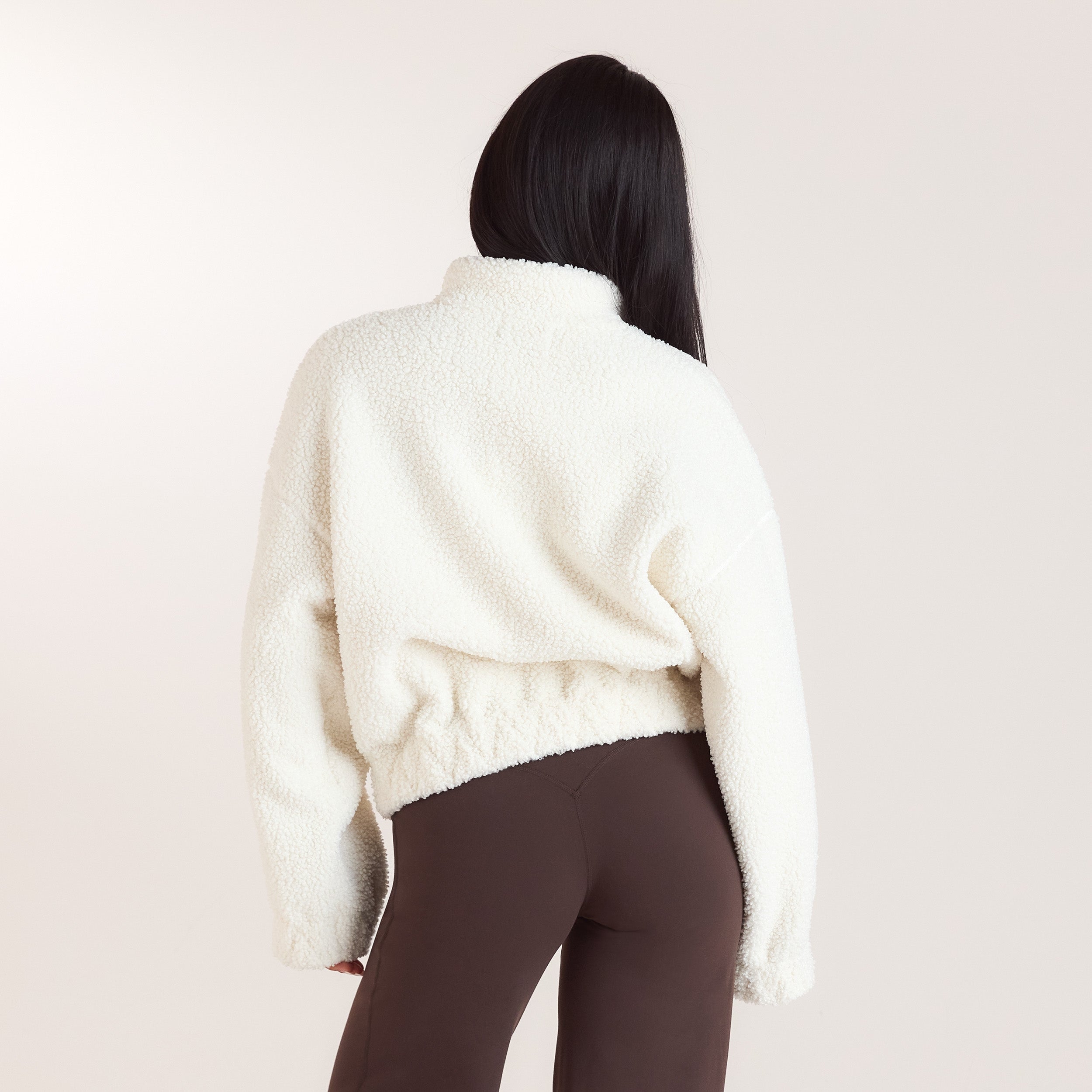 Borg-trui van fleece met trechterhals | Borg-trui van fleece met trechterhals - Crème