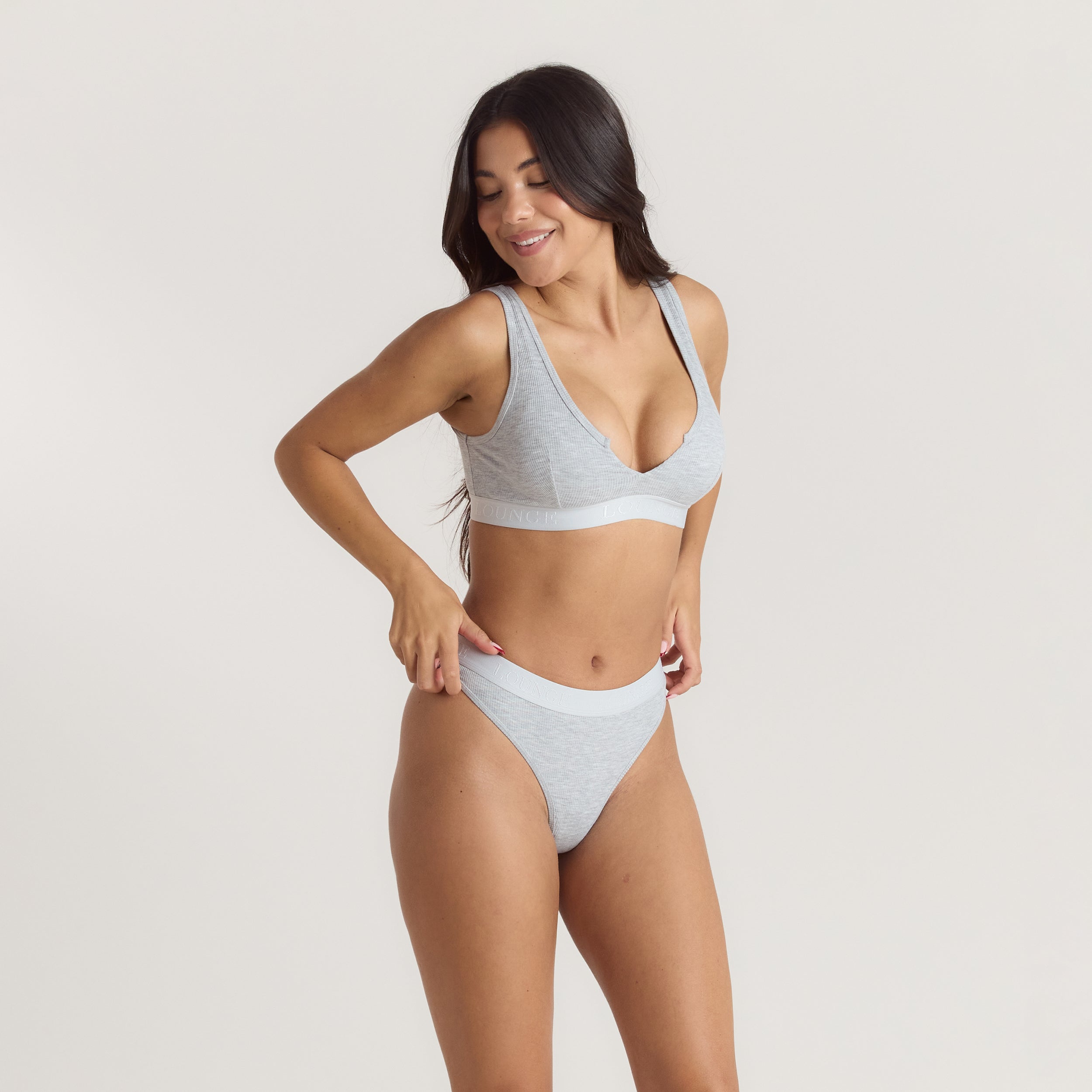 Soft Ribbed Push-Up Bralette | Soft Ribbed Push-Up Bralette - Grijs Marl