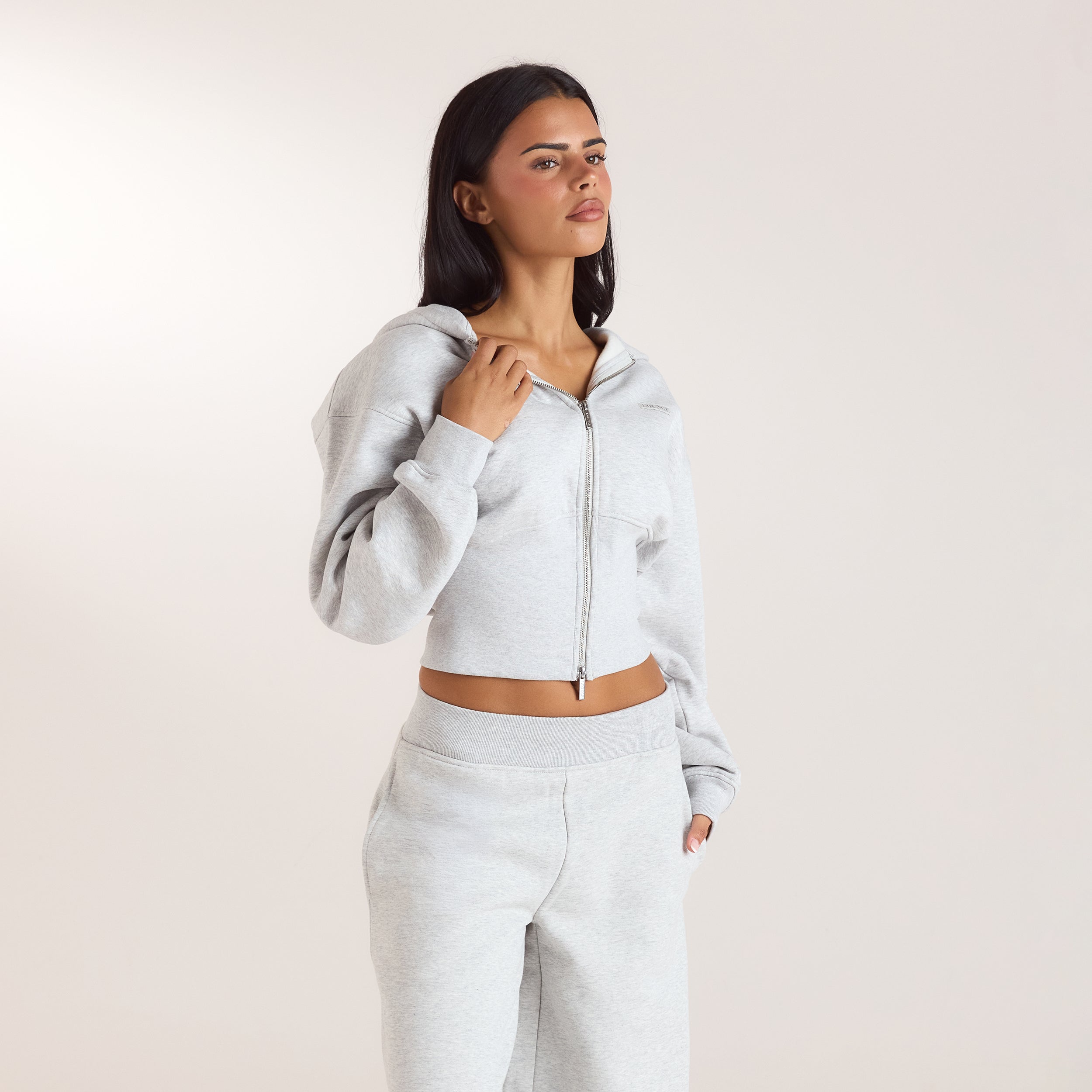 Getailleerde hoodie met ritssluiting | Getailleerde hoodie met ritssluiting - Grijs