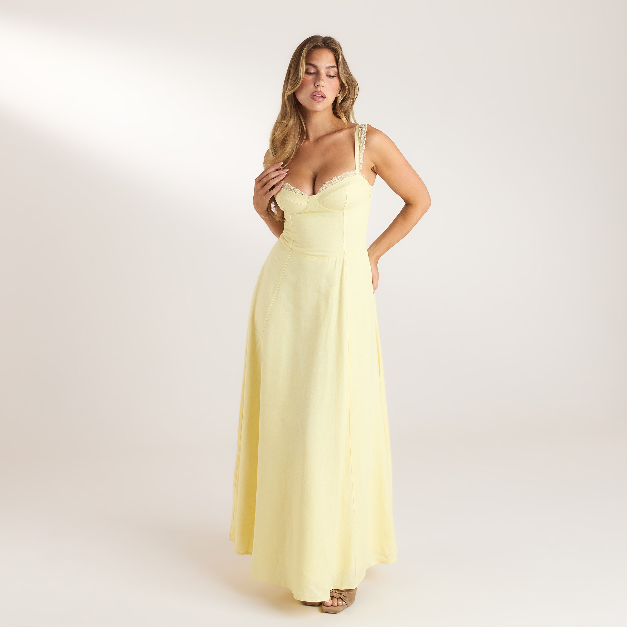 Lace Trim Maxijurk | Lace Trim Maxijurk - Citroen