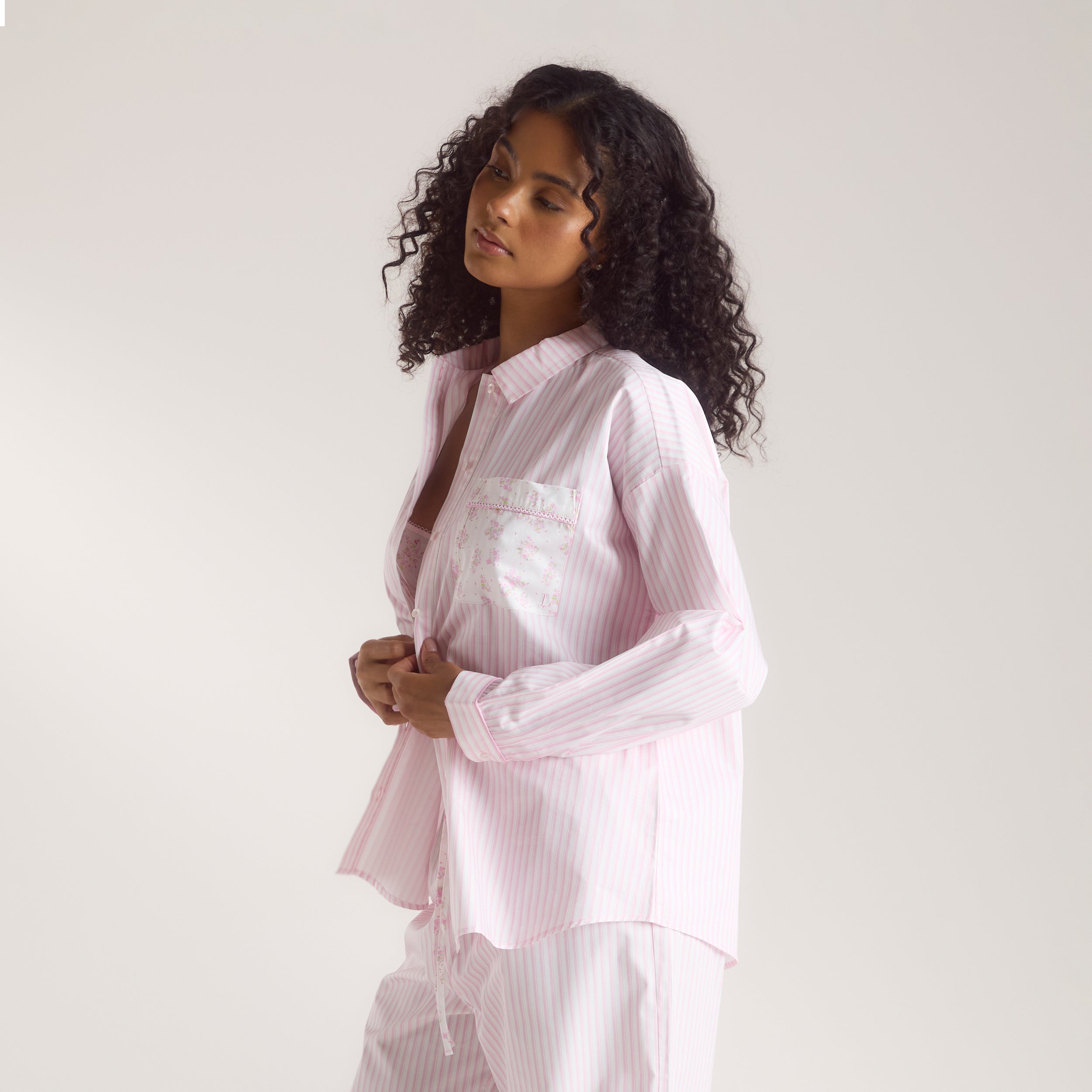 Bloom & Stripe Pyjamashirt | Bloom & Stripe Pyjamashirt - Roze