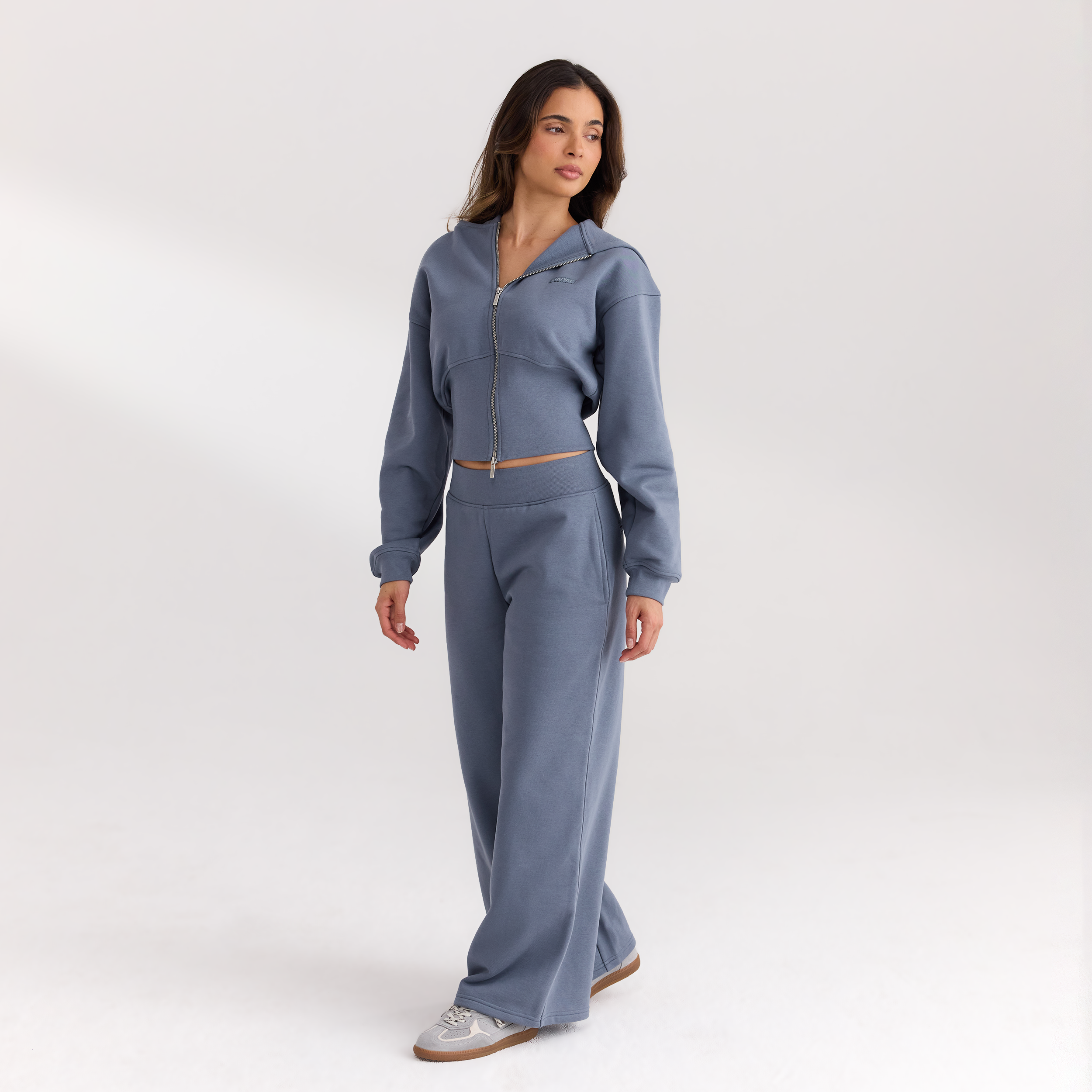 Getailleerde hoodie met ritssluiting | Getailleerde hoodie met ritssluiting - Leiblauw