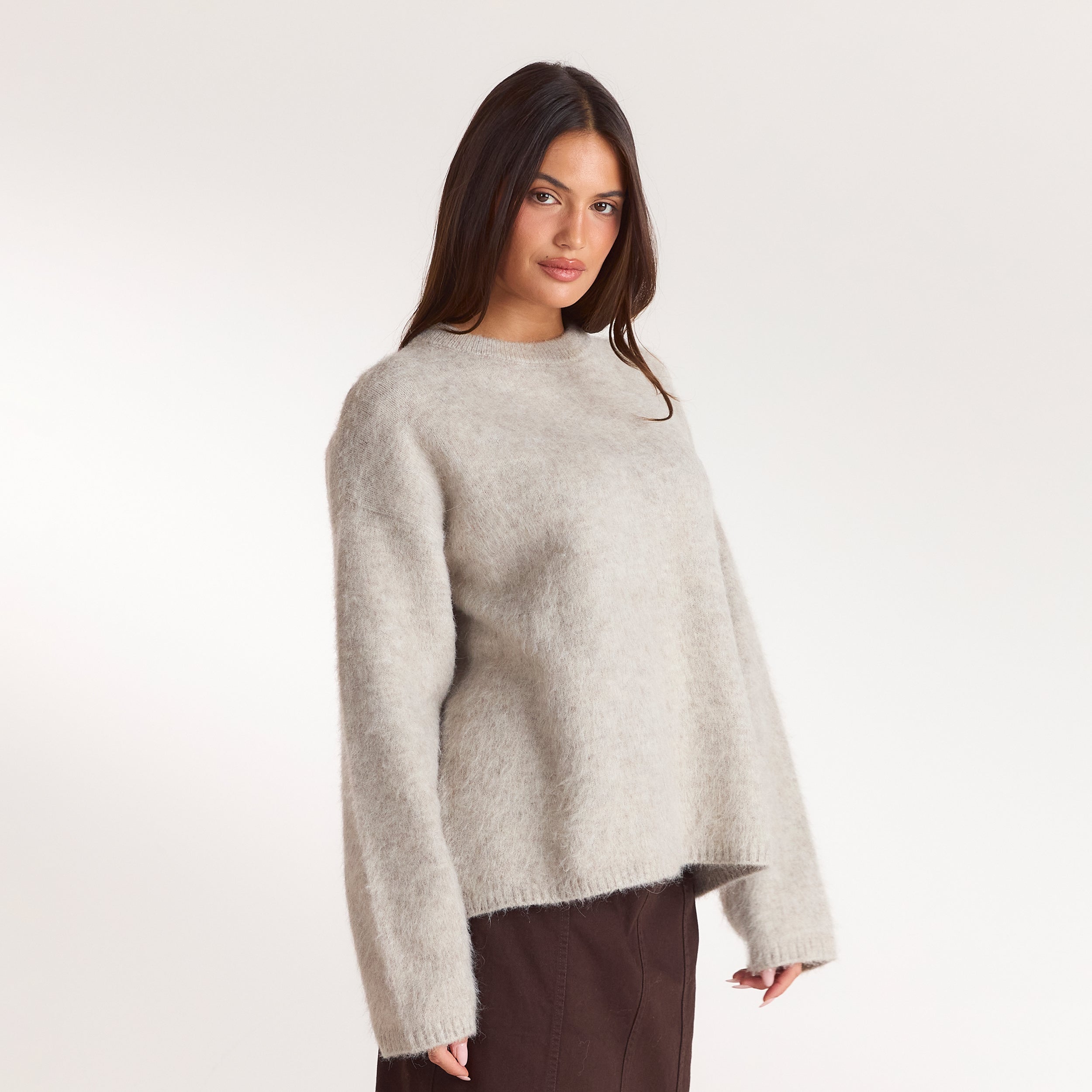 Pluizige gebreide jumper | Pluizige gebreide jumper - Warm Grijs