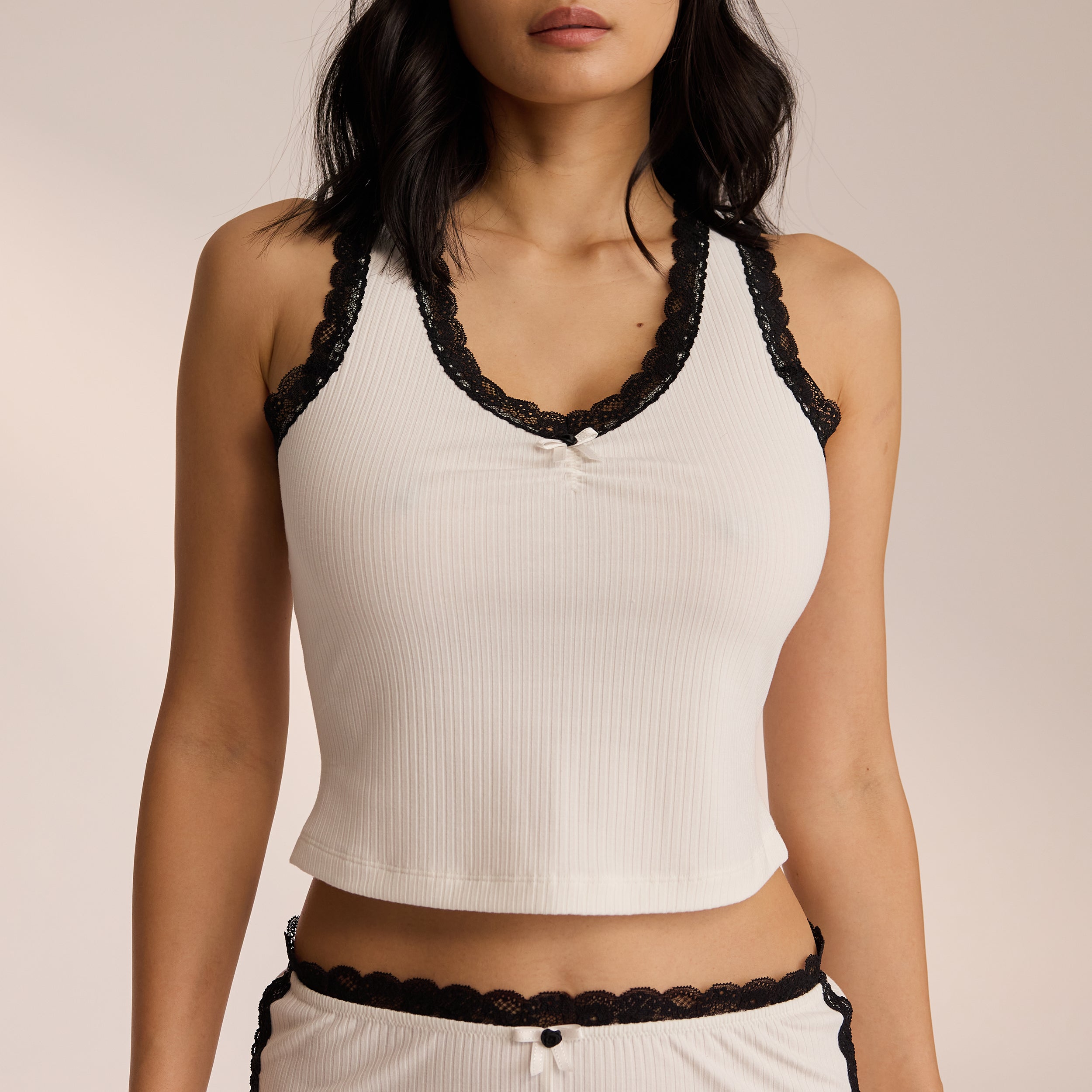 Kanten Vest Pyjama Top | Miki, S