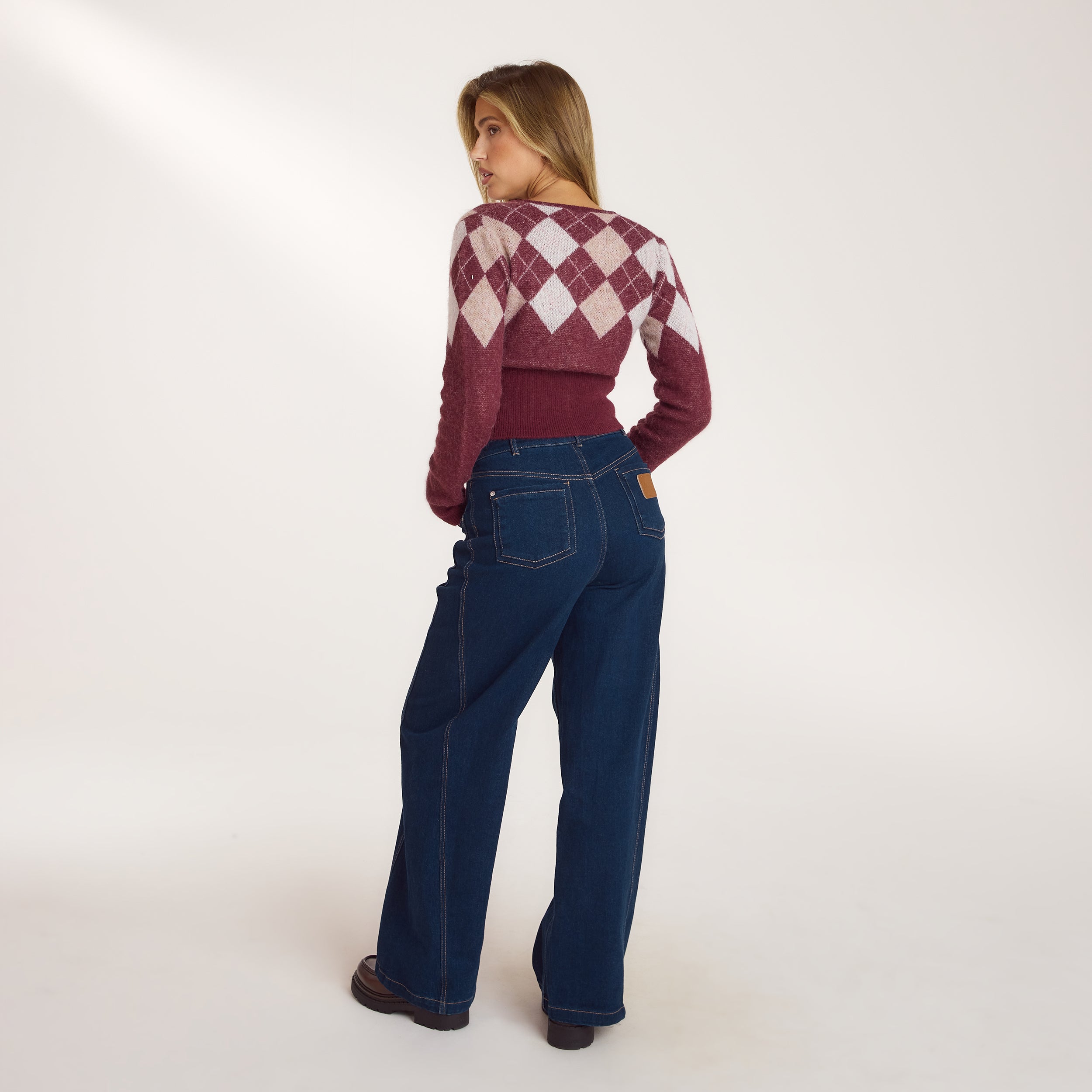 Argyle Vest van Wolmix | Argyle Vest van Wolmix - Kersenrood