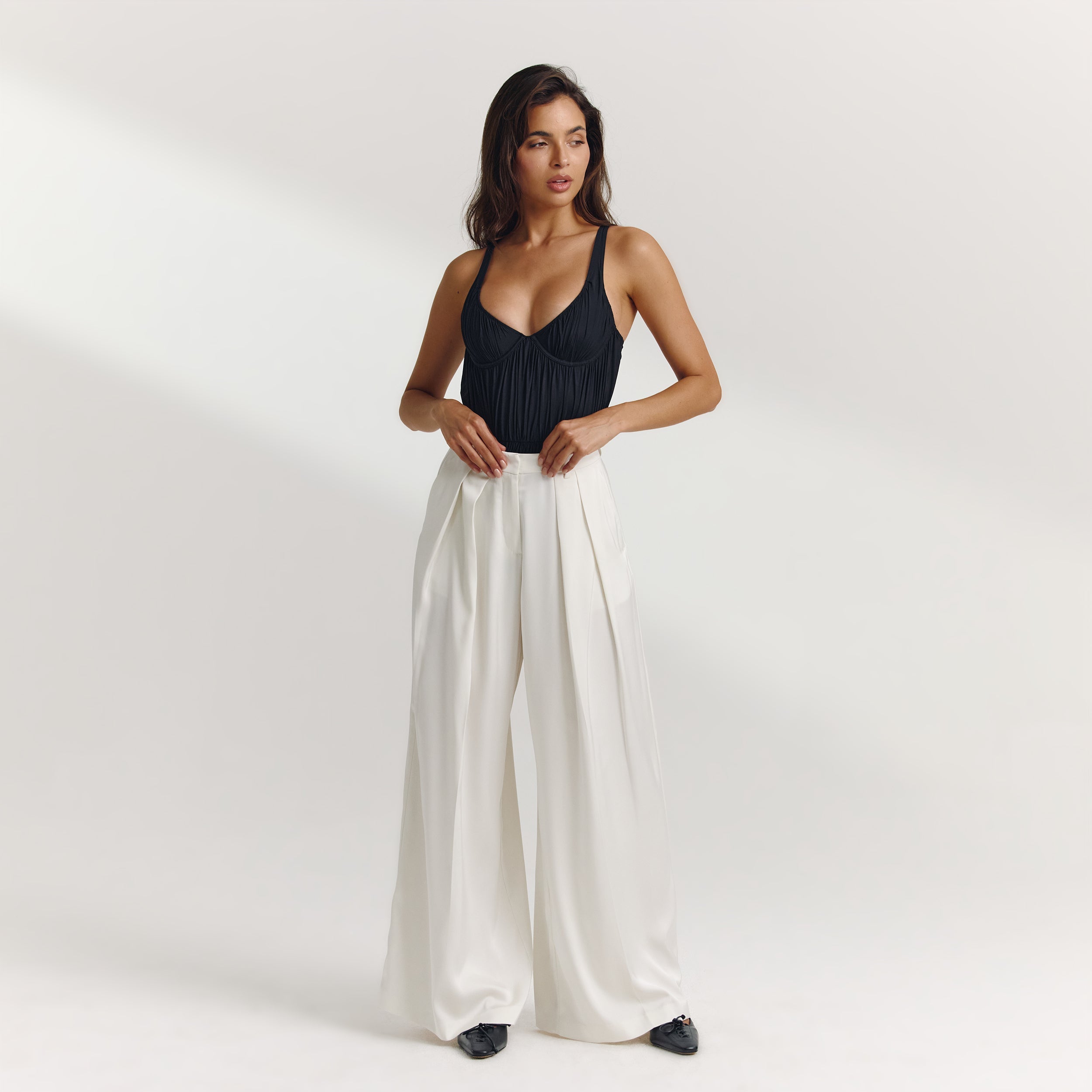 Pleated Mesh Bodysuit | Pleated Mesh Bodysuit - Zwart