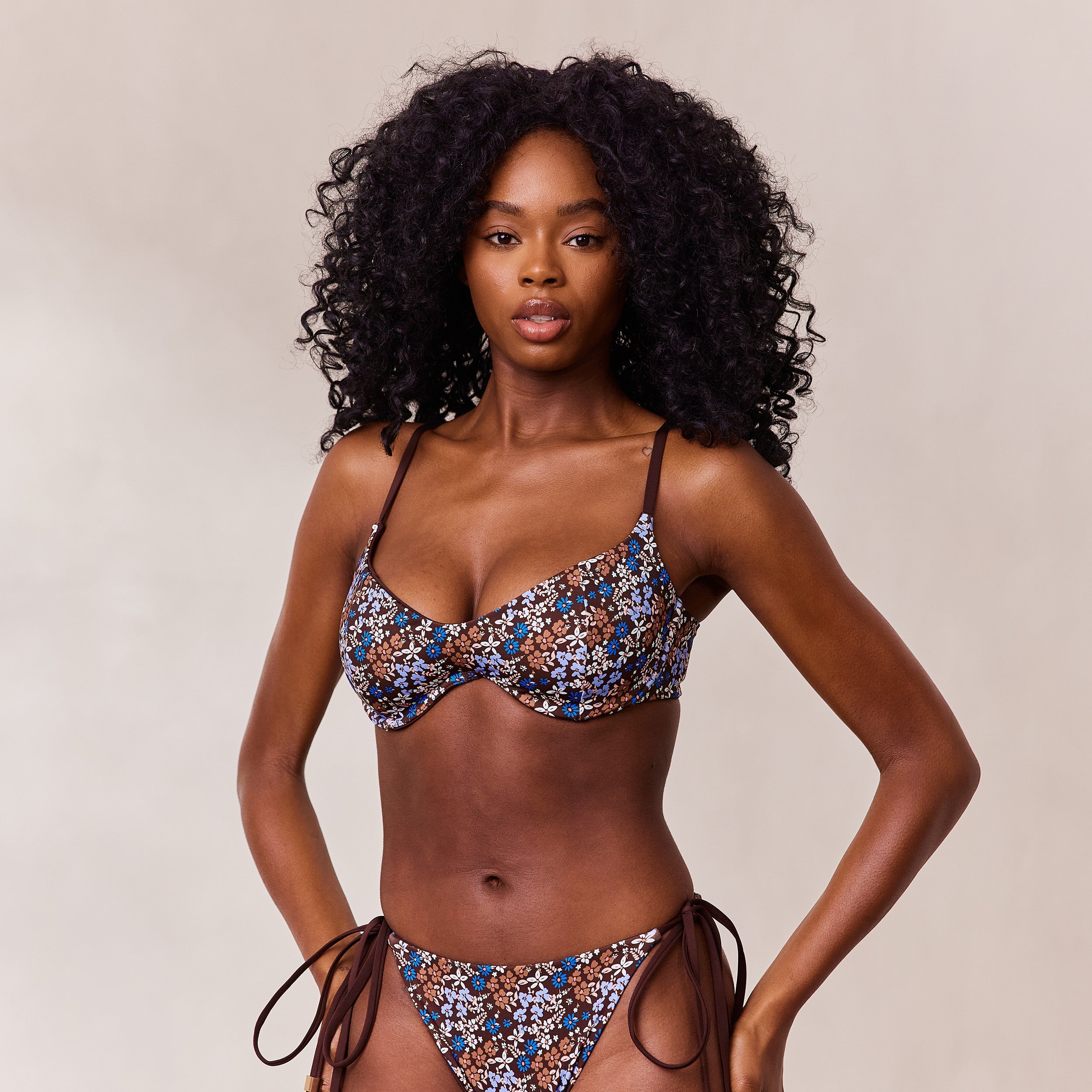 Omkeerbaar Beugel-Bikinitop  | Omkeerbaar Beugel-Bikinitop - Bruin/Bloemenprint