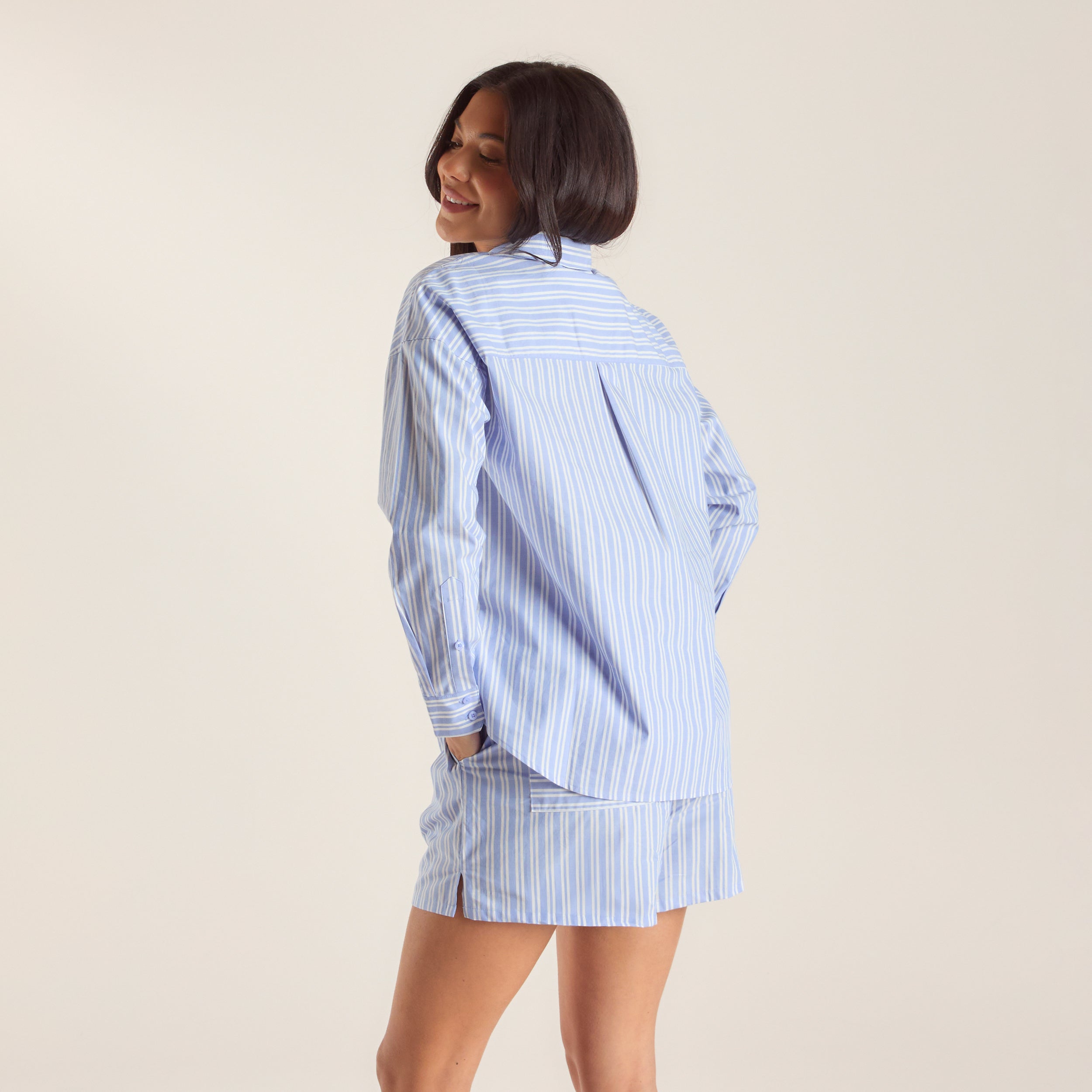 Oversized Pinstripe Shirt | Oversized Pinstripe Shirt - Blauw
