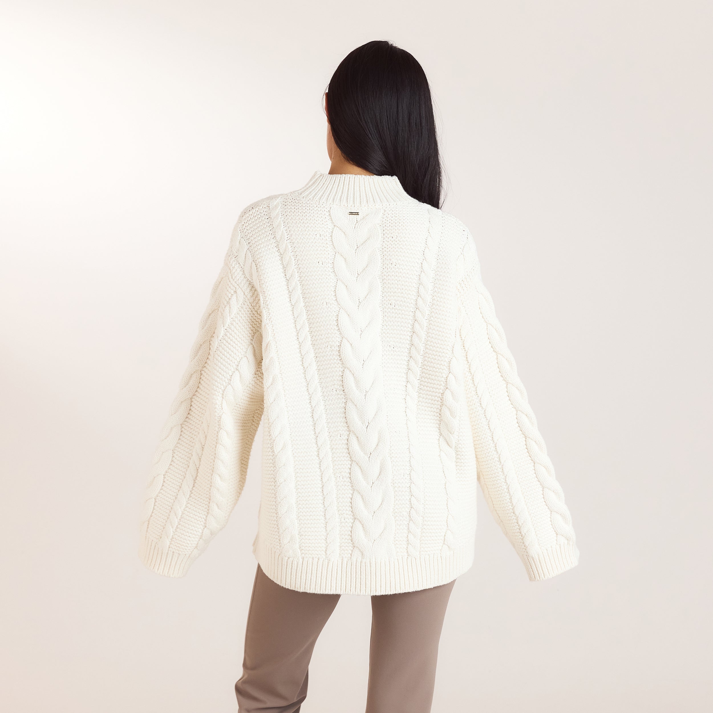 Oversized jumper met kabelsteek | Oversized jumper met kabelsteek - Crème