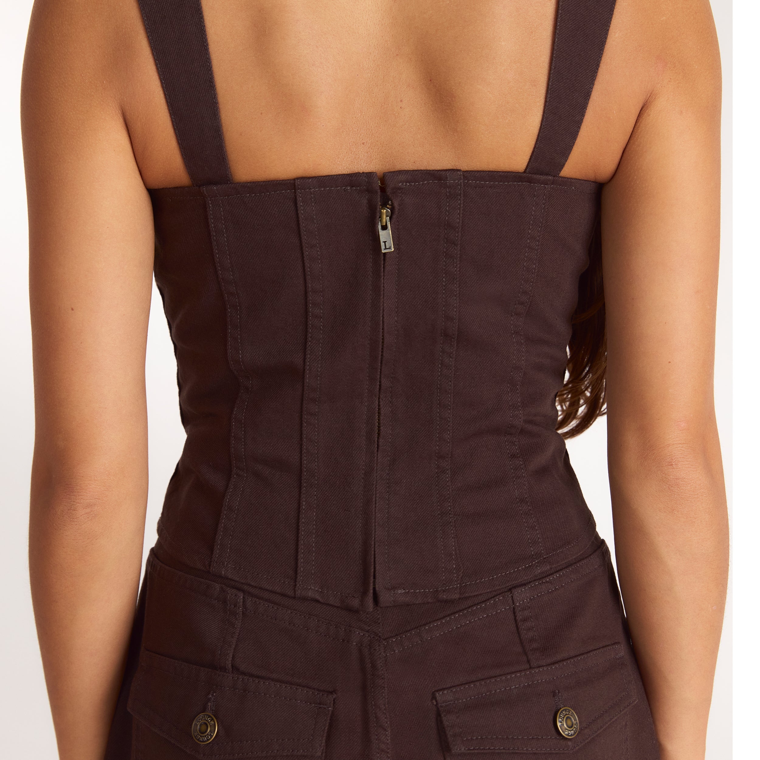 Denim corsettop | Denim corsettop - Chocolade