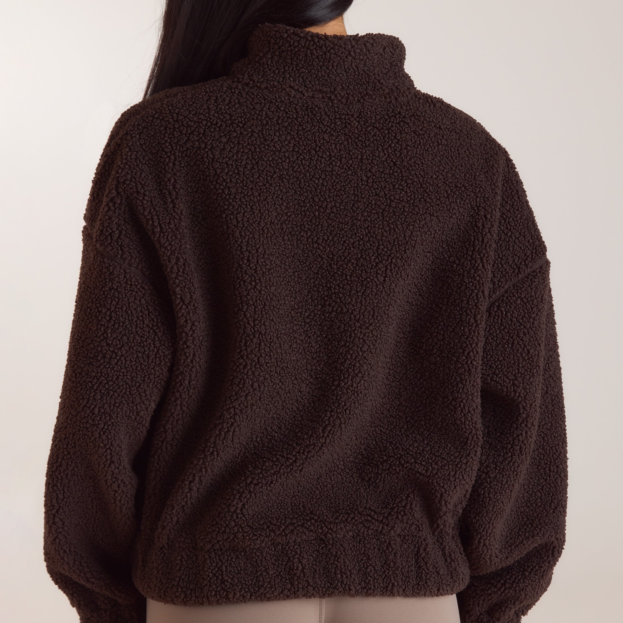 Borg-trui van fleece met trechterhals | Borg-trui van fleece met trechterhals - Donker Chocoladekleurig