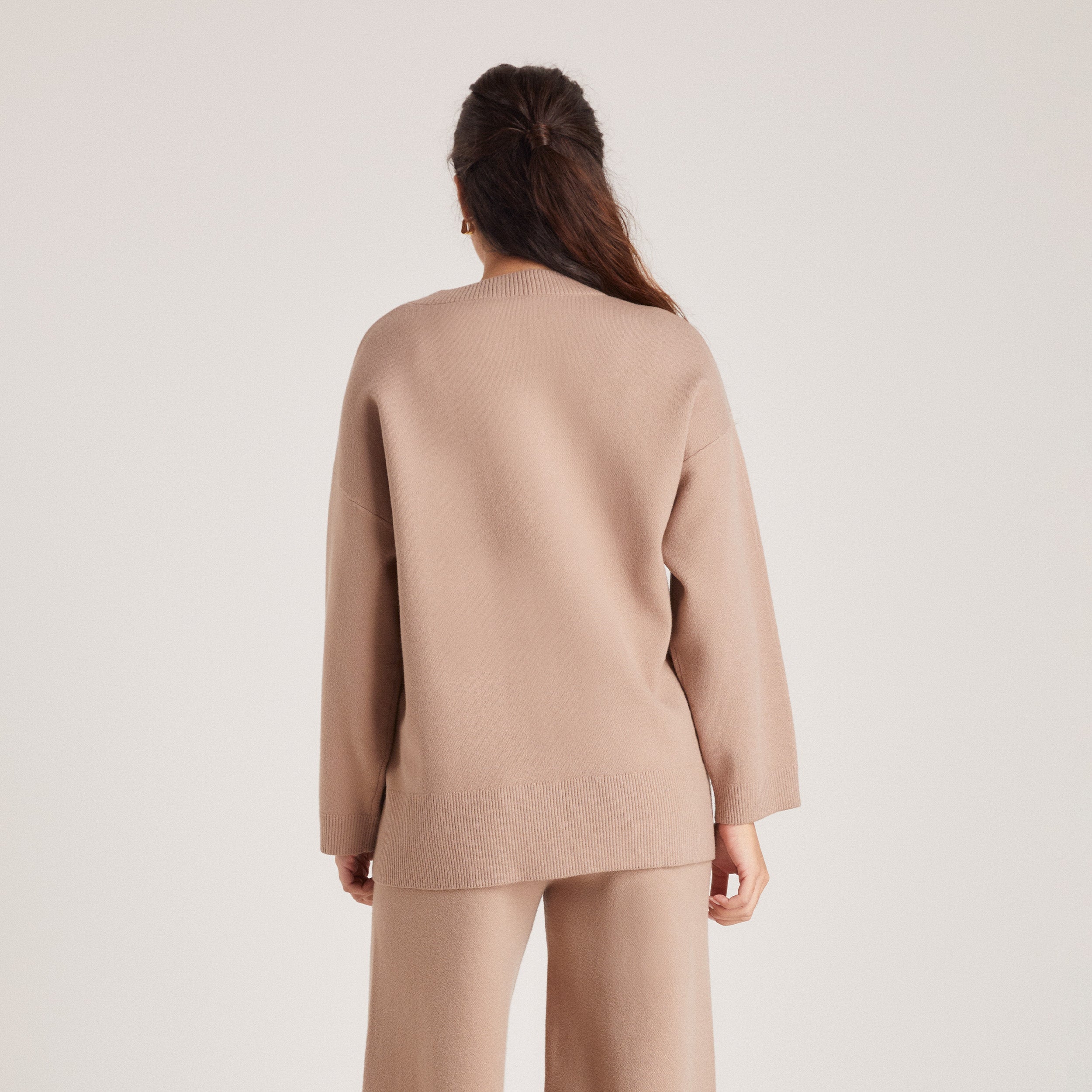 Gebreide Trui met Ronde Hals | Gebreide Trui met Ronde Hals - Nertskleur