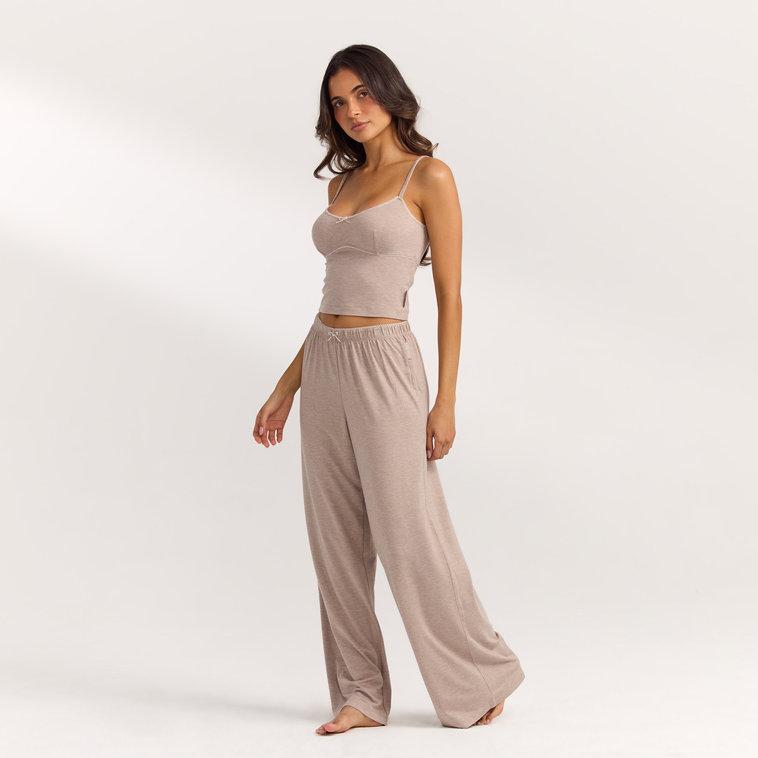 Modal Rechte Pyjama Broek | Modal Rechte Pyjama Broek - Bruin Marl