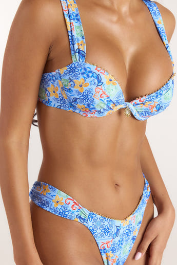Mosaic Bikinitop met Beugel - Blauw Print