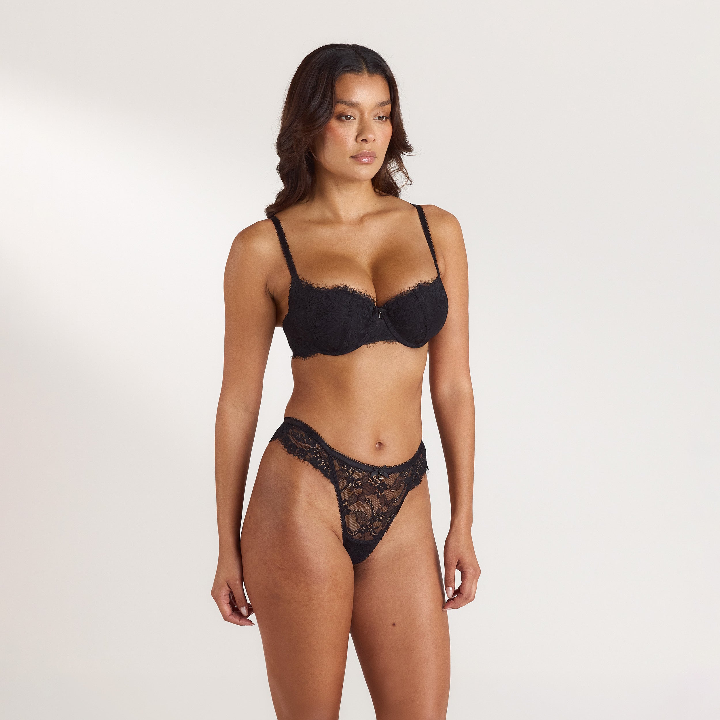 Lace Balconette Extreme Push-Up BH | Lace Balconette Extreme Push-Up BH - Zwart