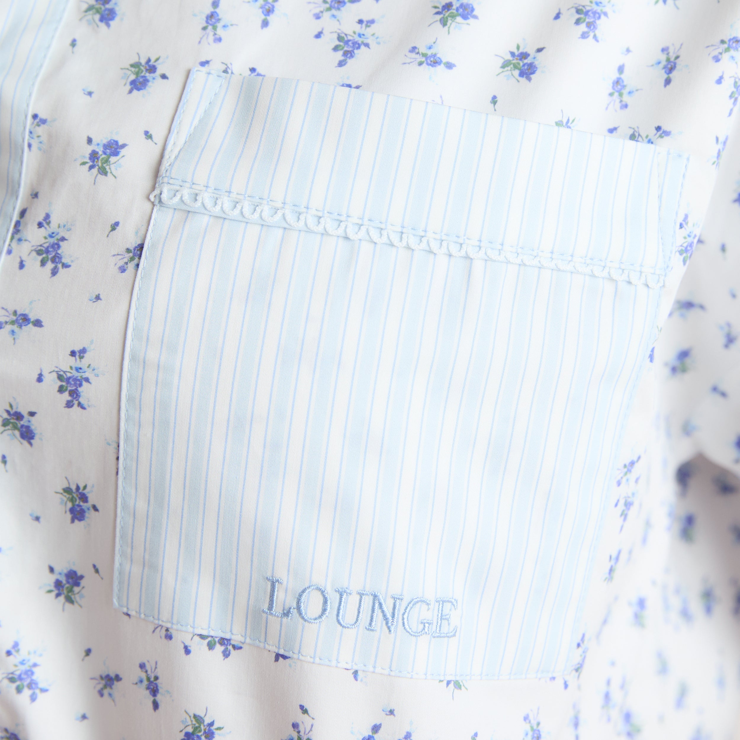 Bloom & Stripe Pyjamashirt met Korte Mouwen | Bloom & Stripe Pyjamashirt met Korte Mouwen - Blauw